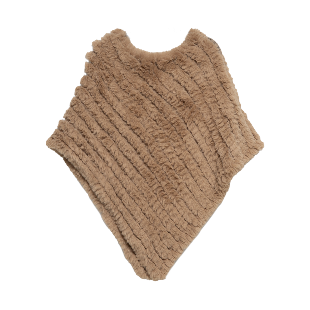 Plush Faux Fur Poncho – Camel, Black or Brown