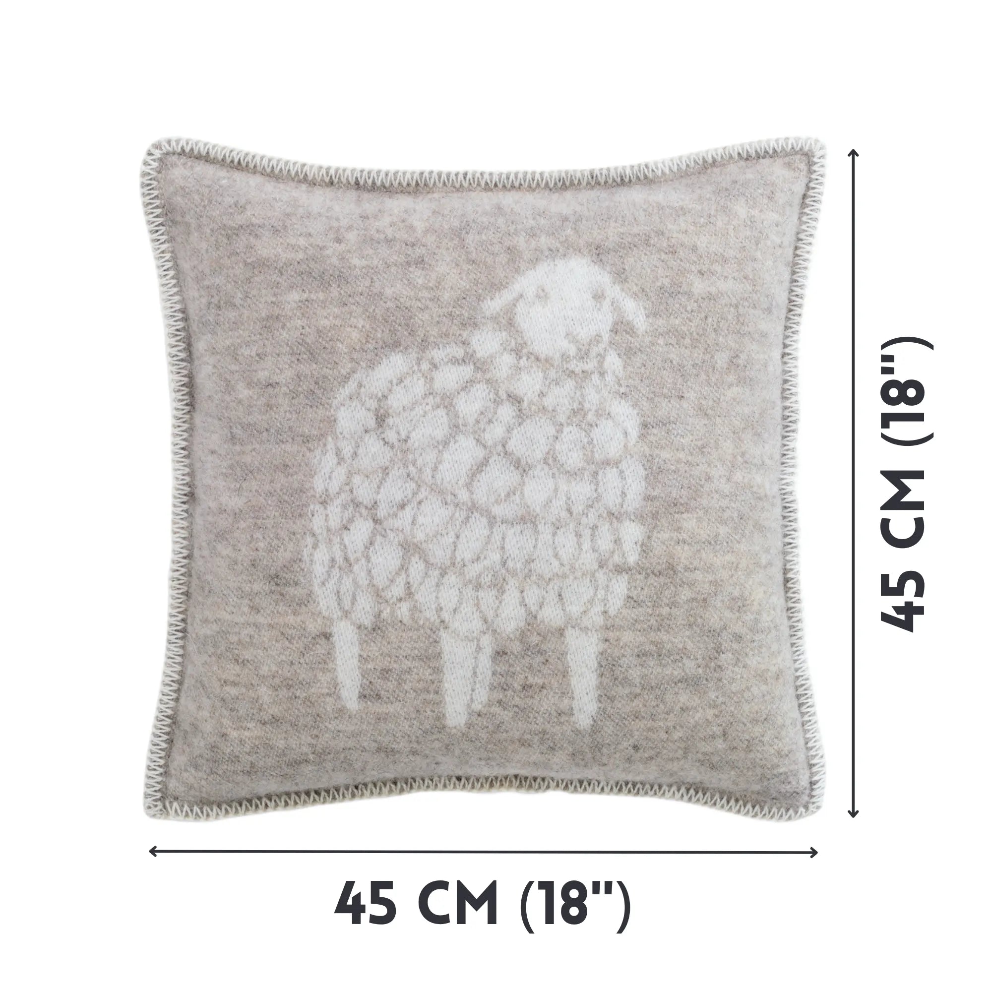 Sheep Mima Soft Brown Pure Wool Cushion Cover JJ Textile