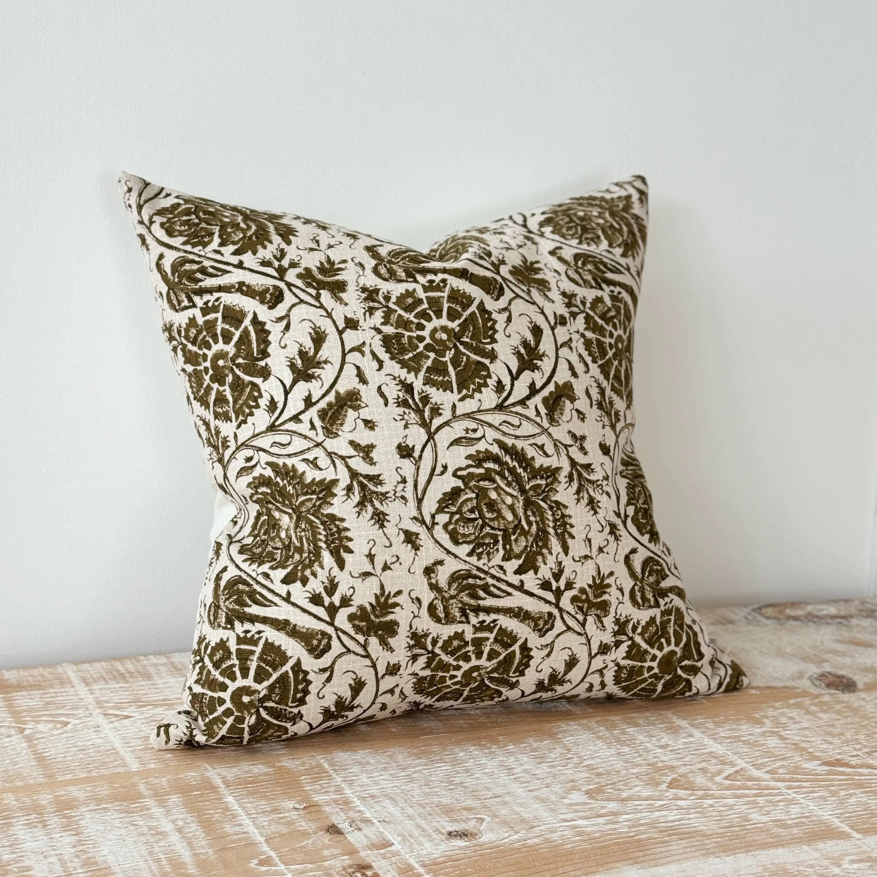 Ivy Olive Floral Print Cushion Cover 45cm × 45cm Ellenvale Trade