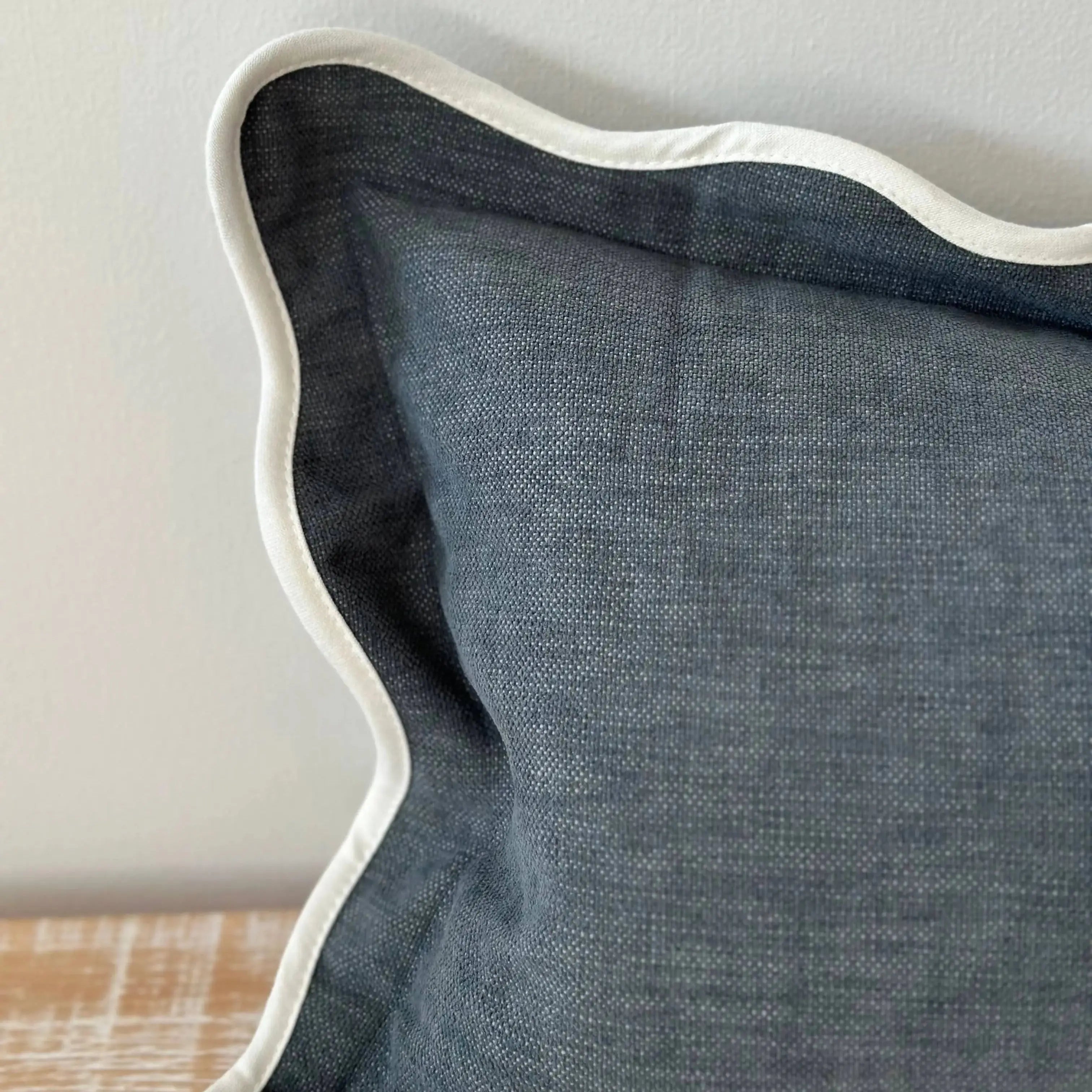 Chloe Navy Scalloped Edge Cushion Cover - 50x30cm Ellenvale Trade