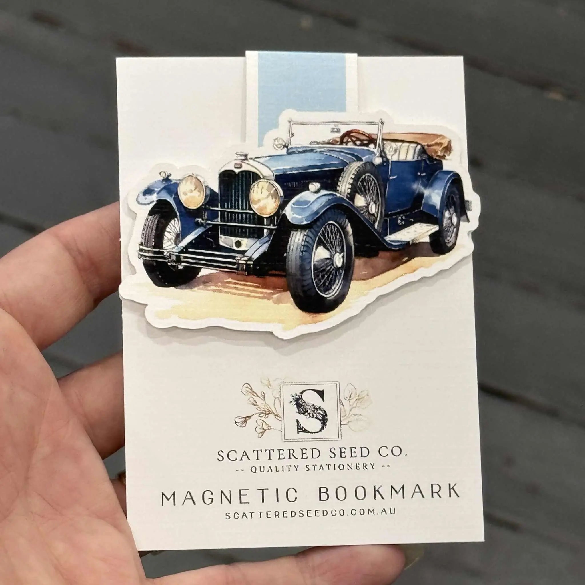Vintage Classic Cars Magnetic Bookmark – Blue