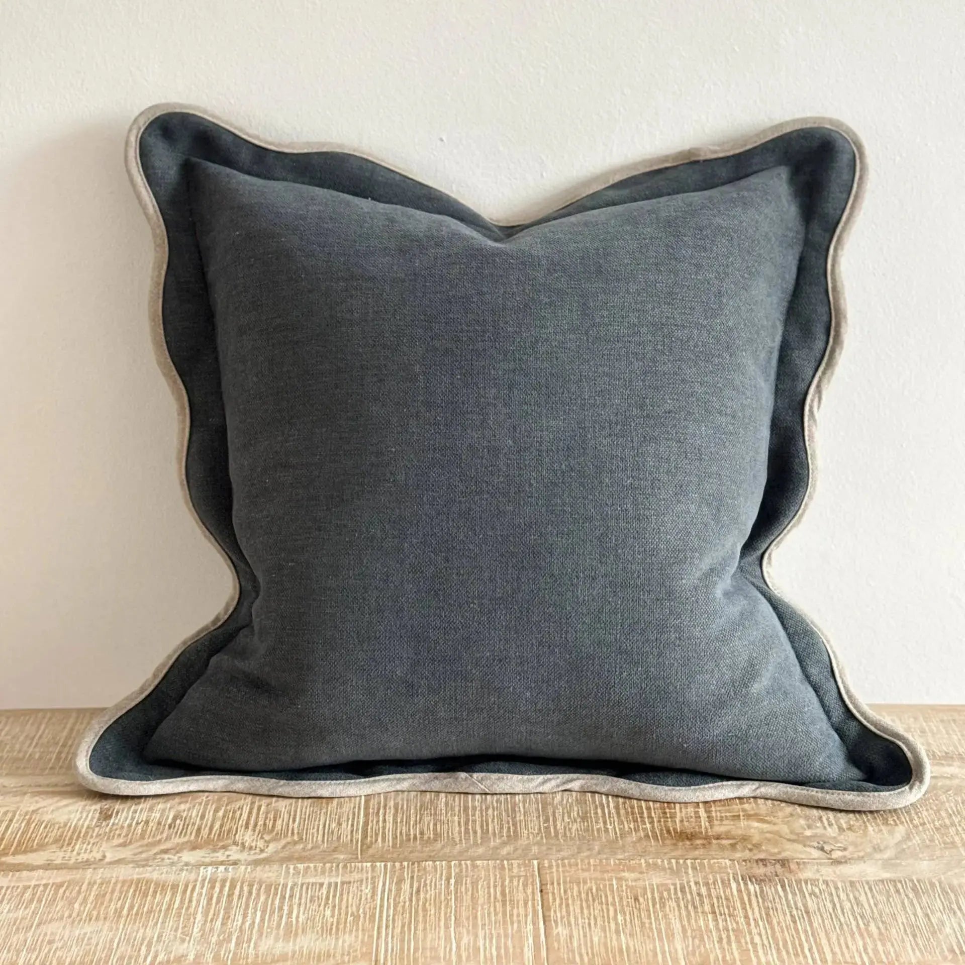 Chloe Navy Scalloped 45x45 - Linen Blend Ellenvale Trade