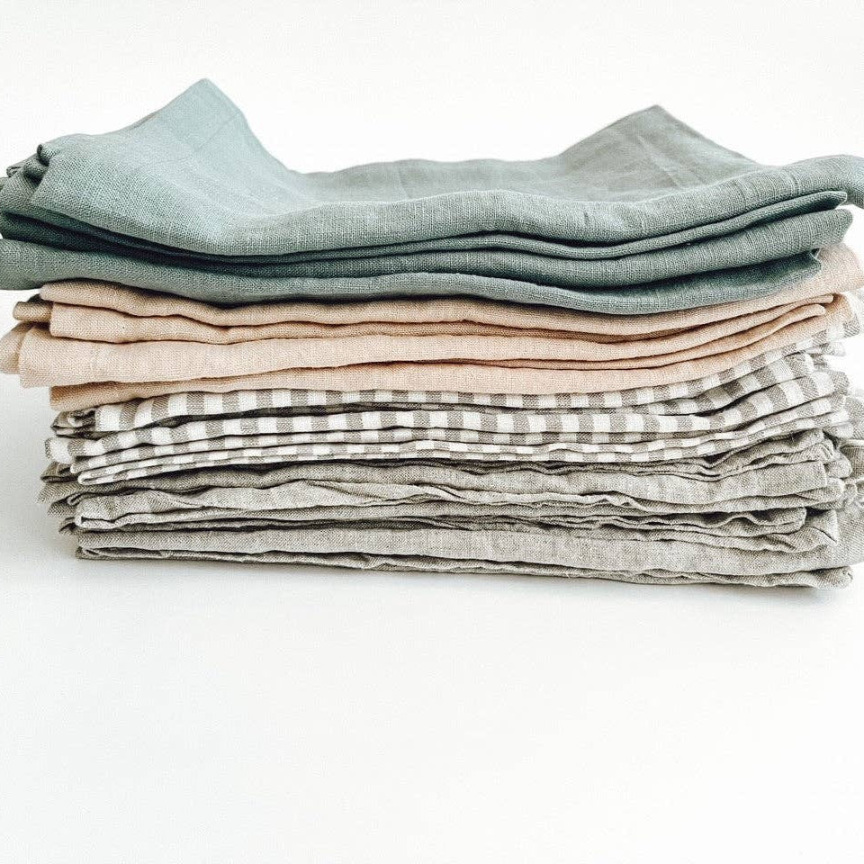 Pure French Linen Tea Towel - Grey Stripe Mama and Tochter