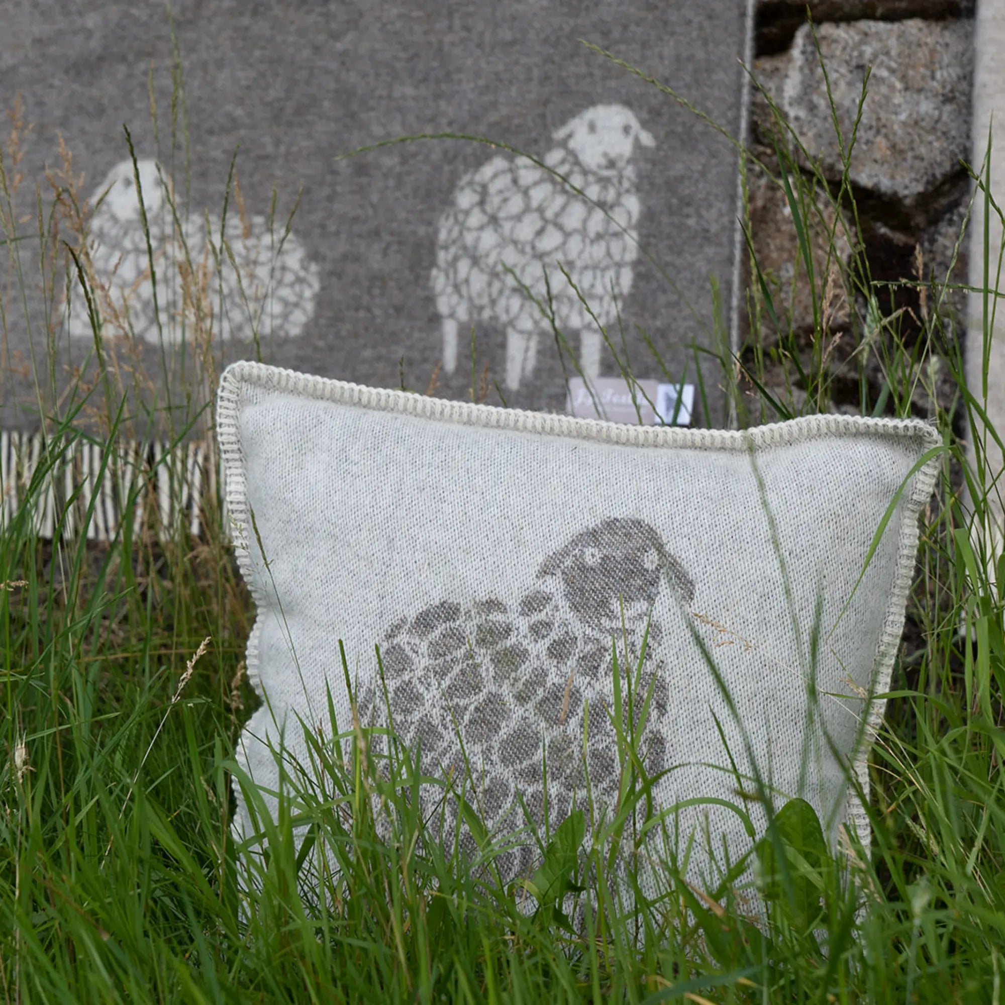 Sheep Mima Soft Grey Pure Wool Cushion Cover JJ Textile