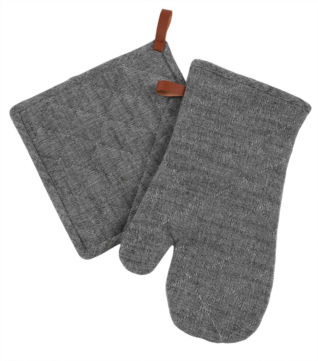 Chambray Oven Mitt & Pot Holder Set – Black Rich Home Linens