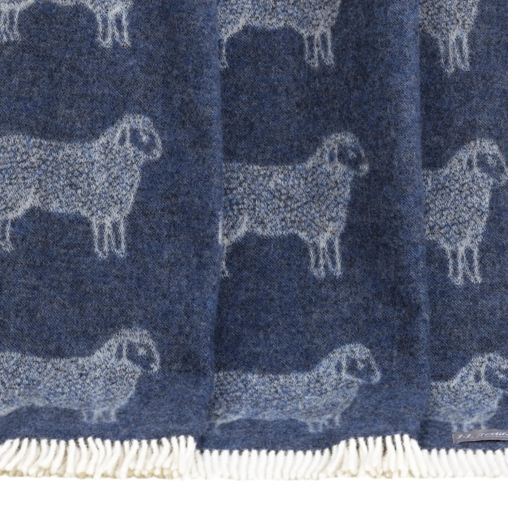 Sheep Denim Blue Pure Wool Throw JJ Textile