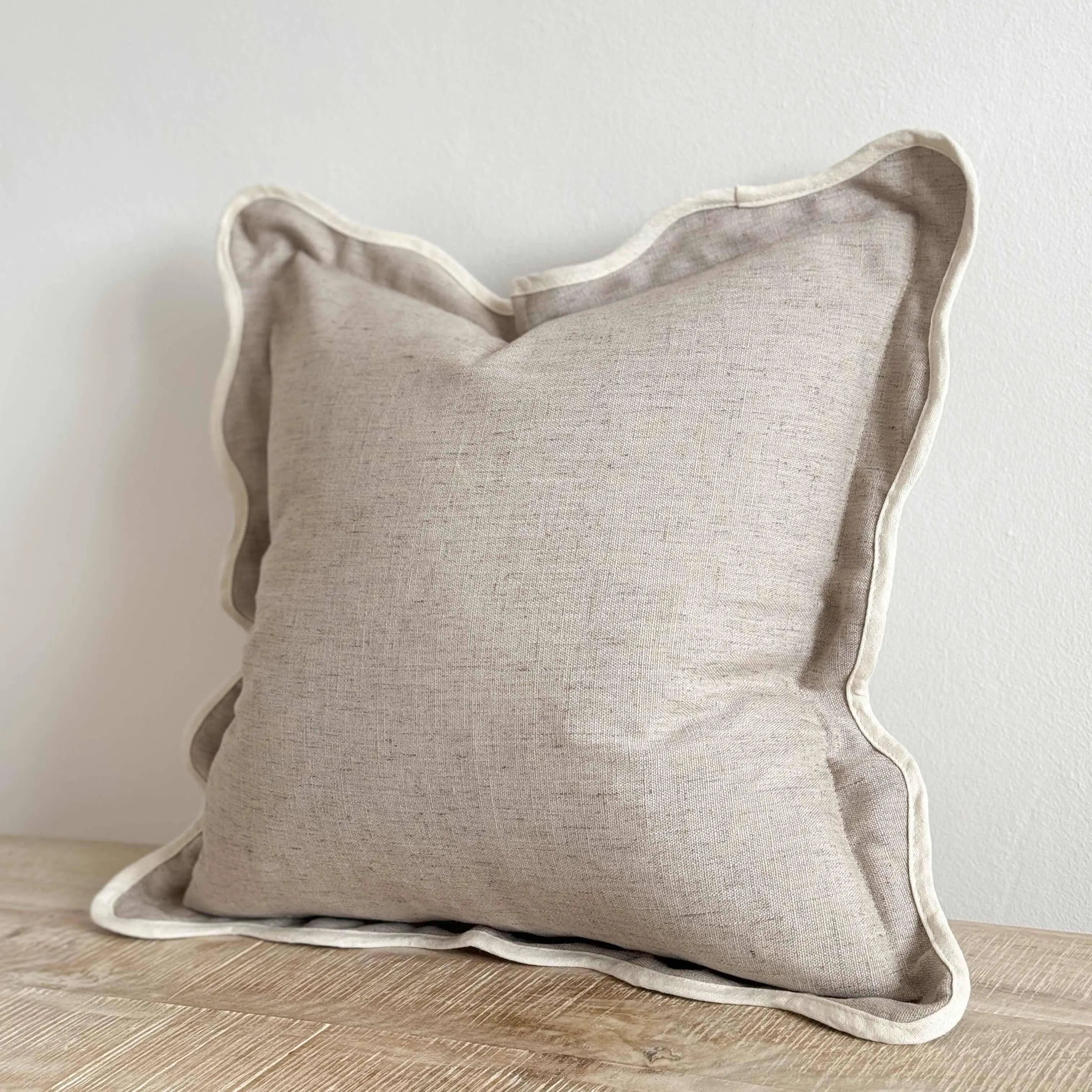 Chloe Greige Scalloped Edge Cushion Cover – 45 × 45 cm Ellenvale Trade