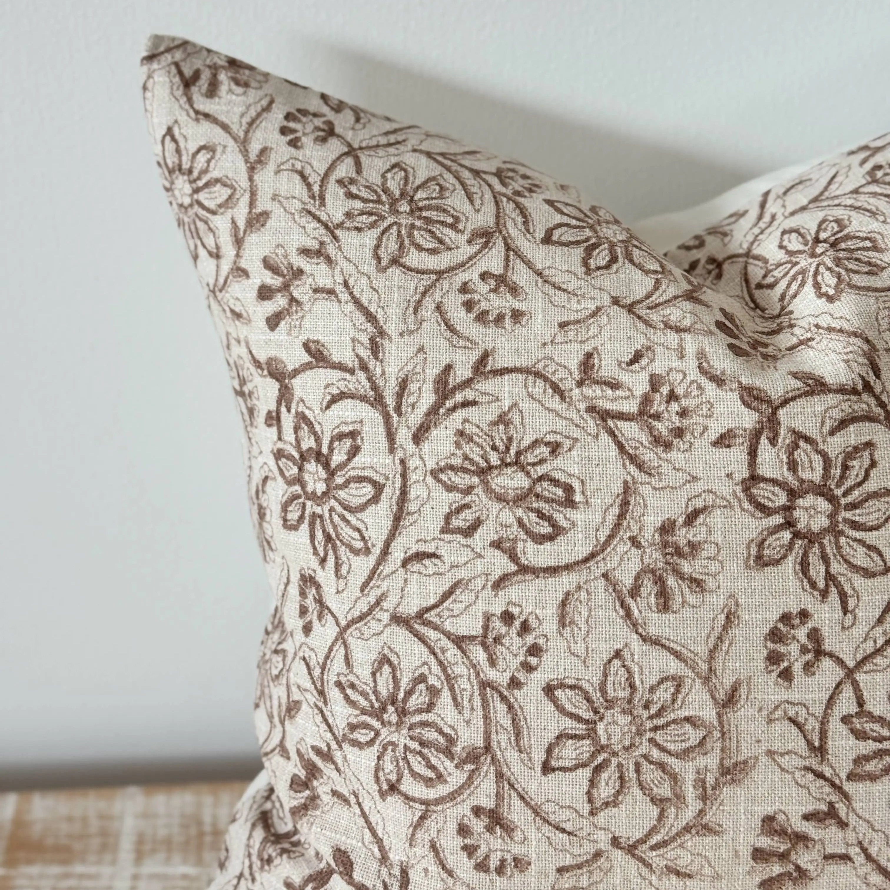 Ivy Brown Print Cushion Cover 100% Cotton – 45 × 45 cm Ellenvale Trade