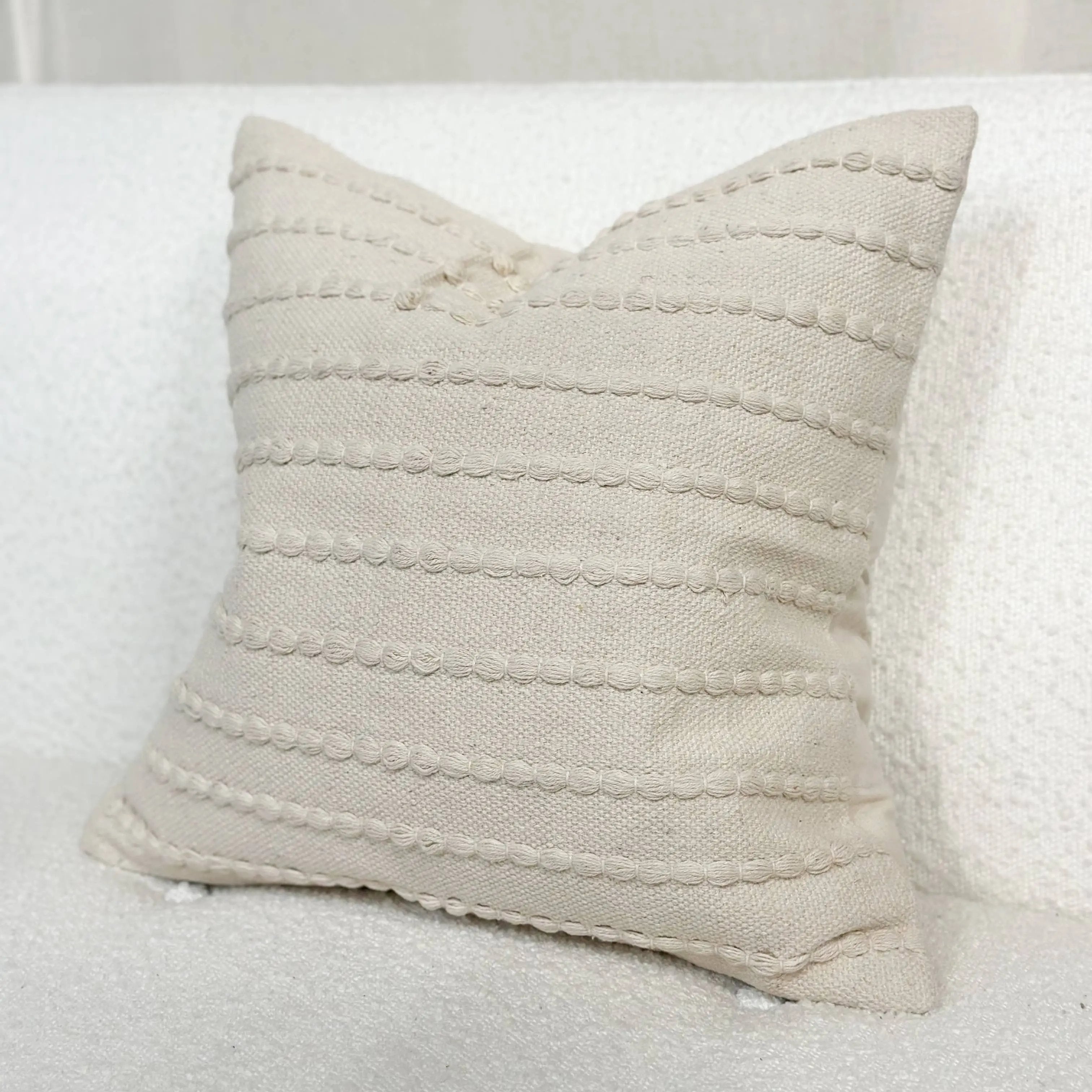 India Cream Luxe Cotton Cushion Cover 53cm × 53cm Ellenvale Trade