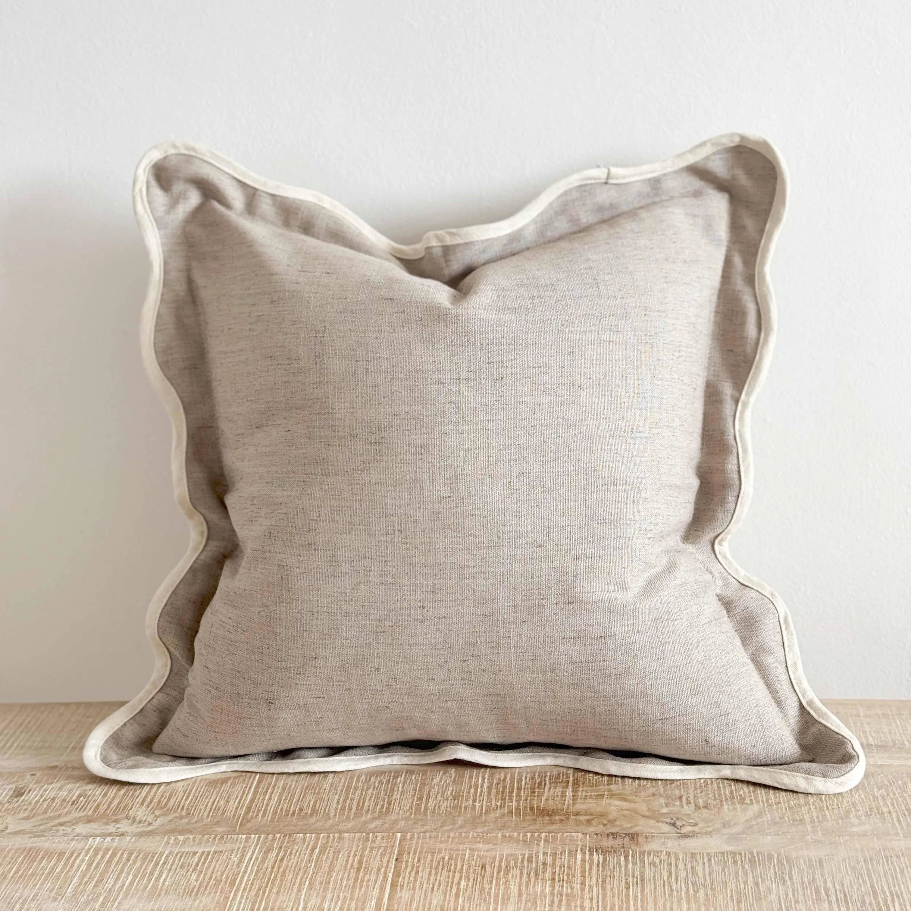 Chloe Greige Scalloped Edge Cushion Cover – 45 × 45 cm Ellenvale Trade