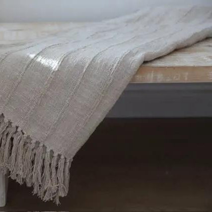 Large Cream Cotton Throw/Bedspread 150 x 220cm Ellenvale Trade