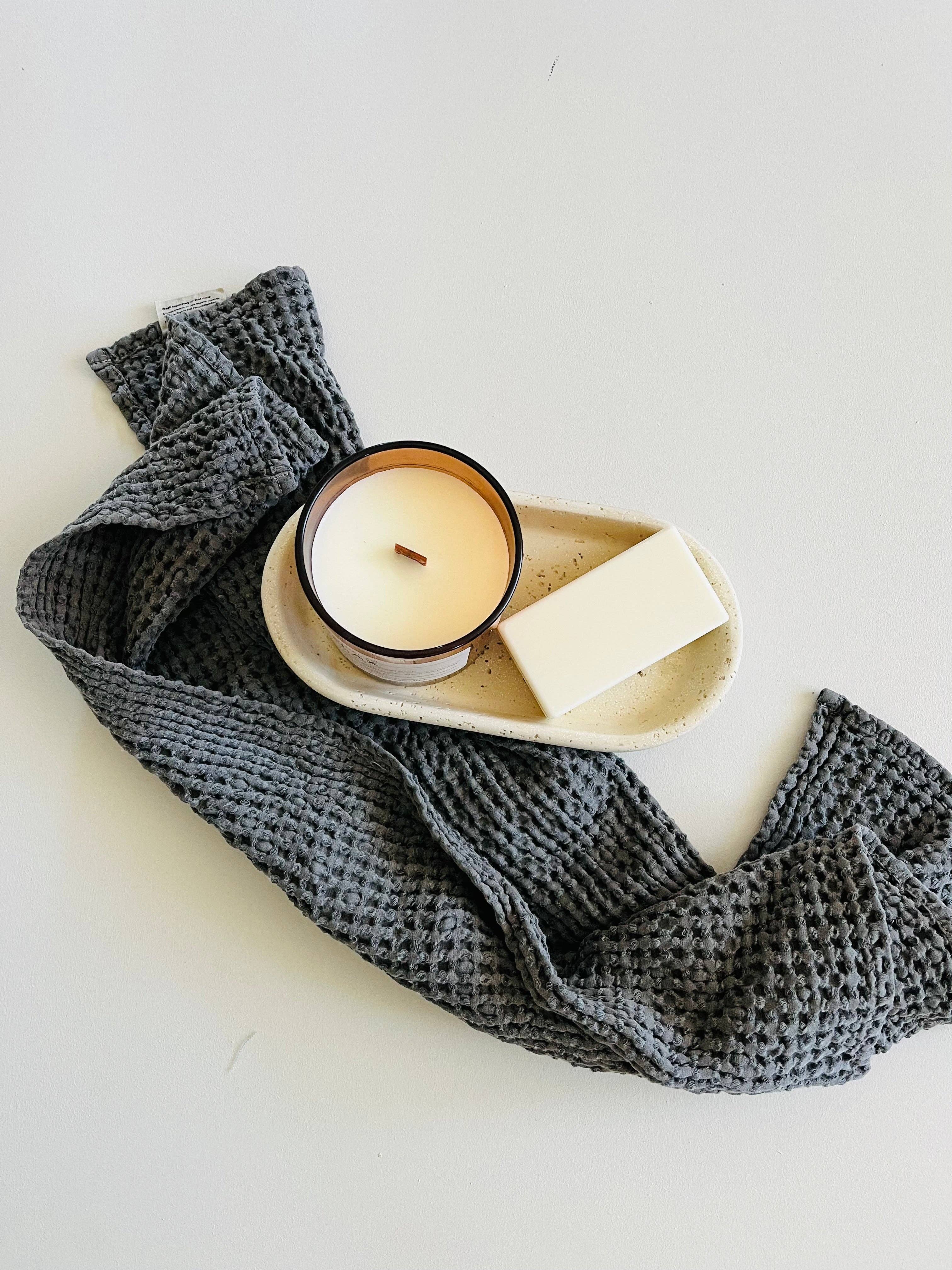 100% Organic Cotton Rustic Waffle Tea/Hand Towel - Charcoal Mama and Tochter