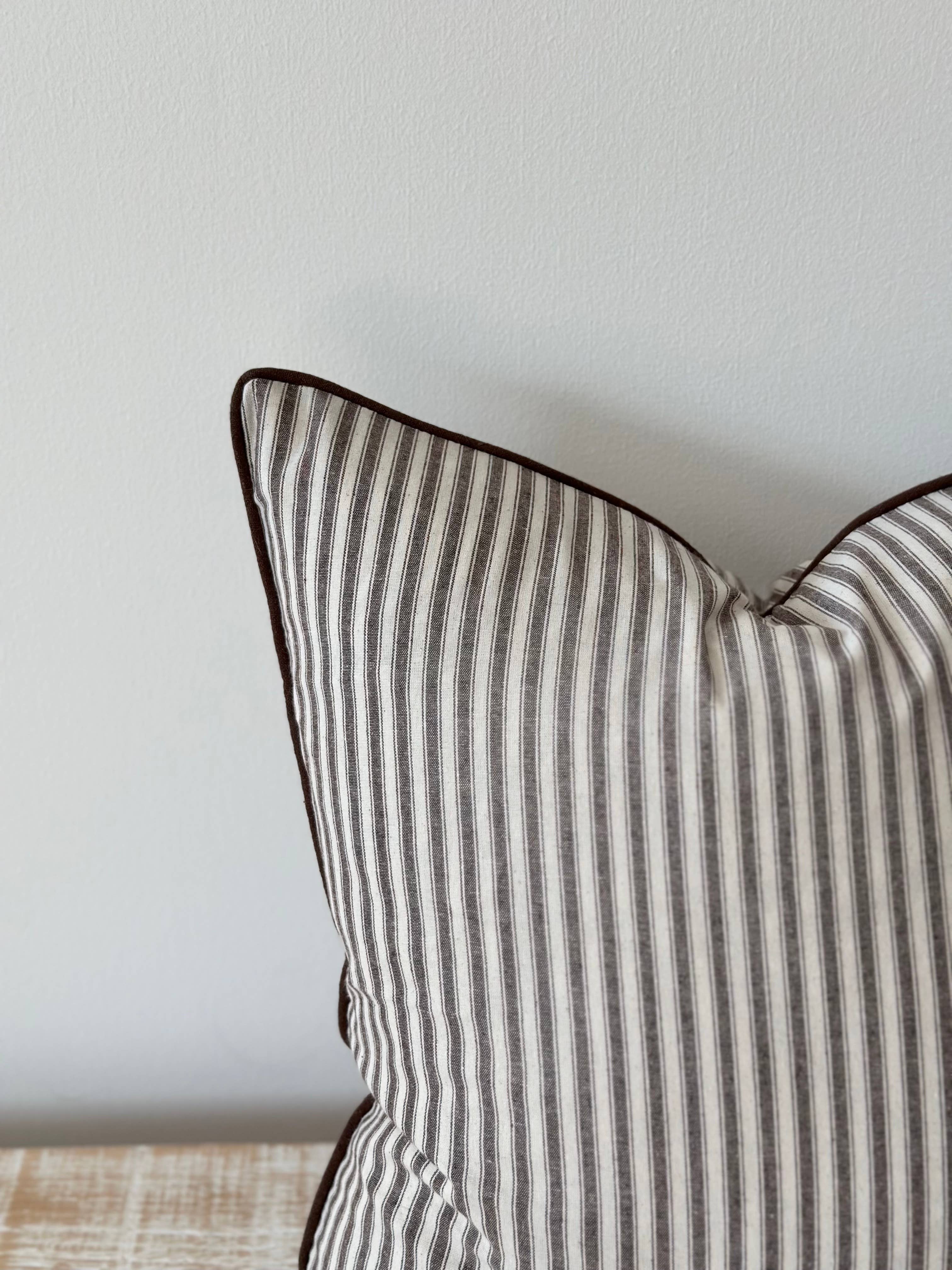 Florence Dark Brown Stripe Cushion Cover – 45 × 45 cm