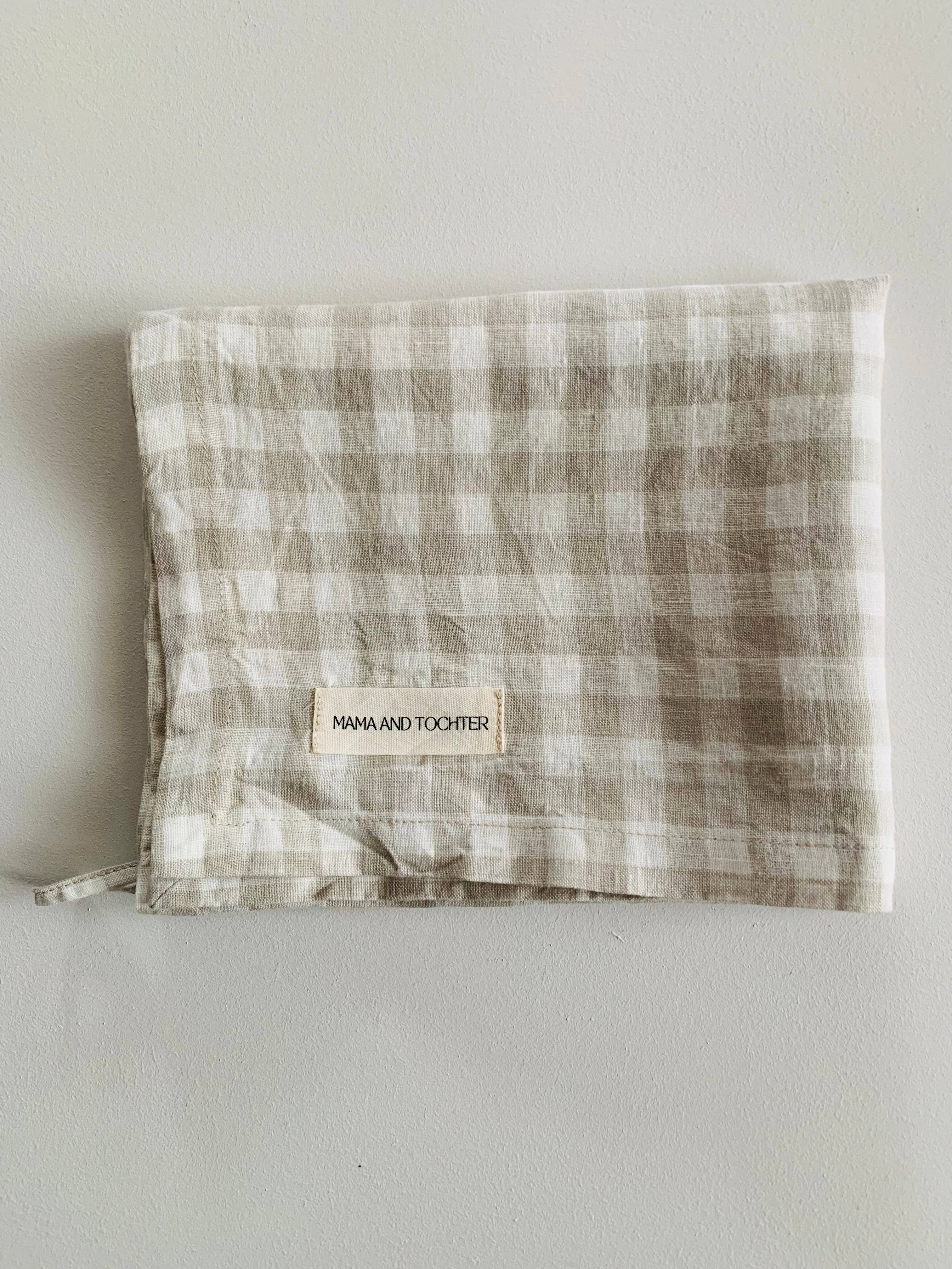 Pure French Linen Tea Towel - Dove Grey Gingham Mama and Tochter