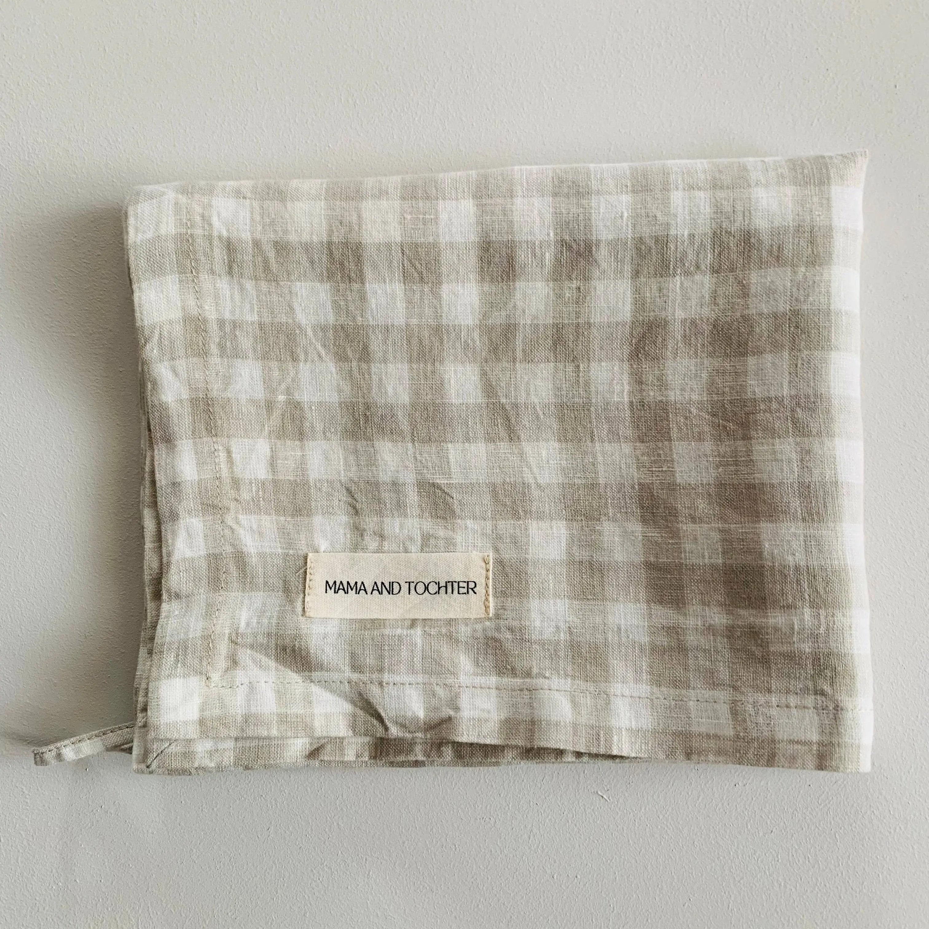Pure French Linen Tea Towel - Dove Grey Gingham Mama and Tochter