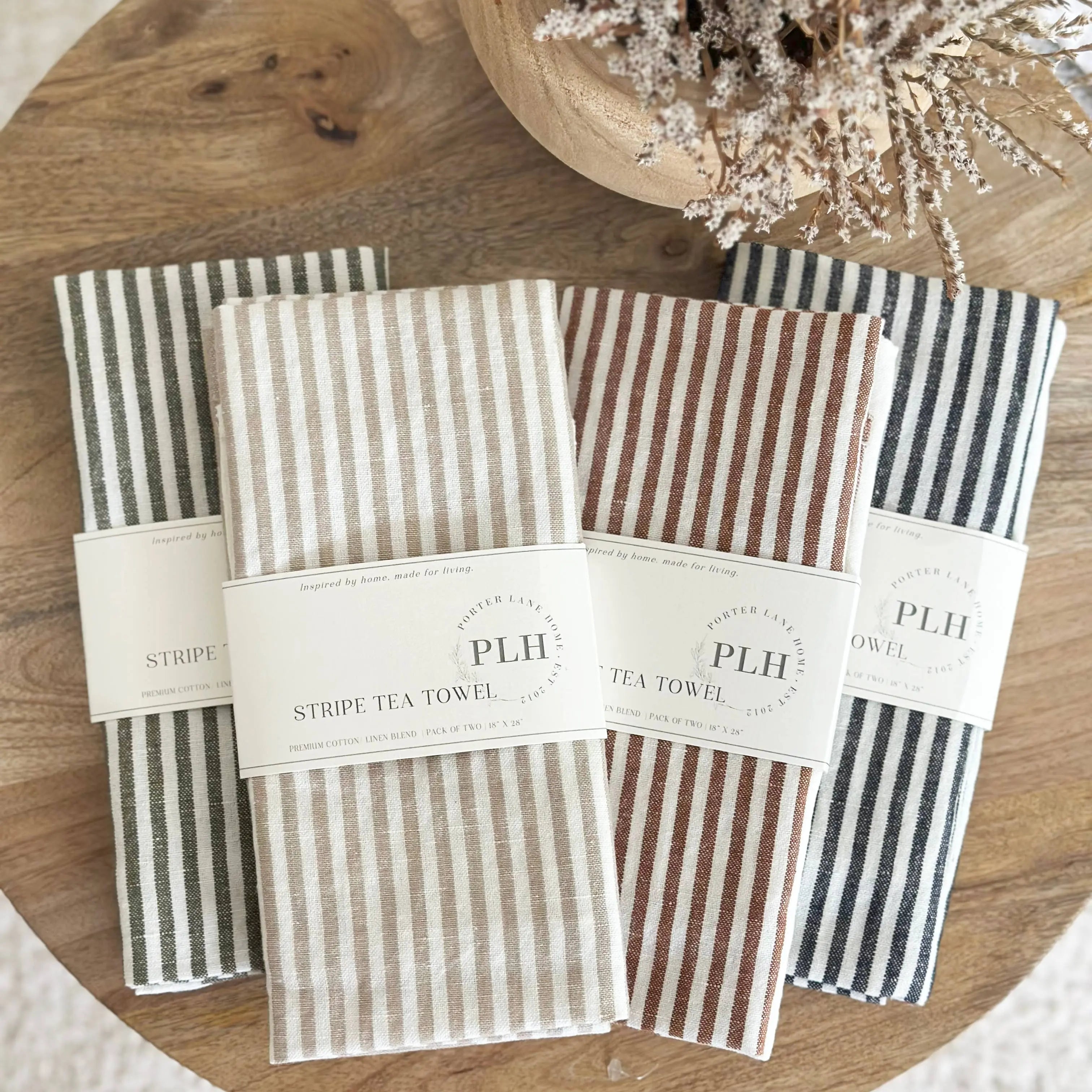 Stripe Tea Towel Set – Green (2 Pack) Porter Lane Home