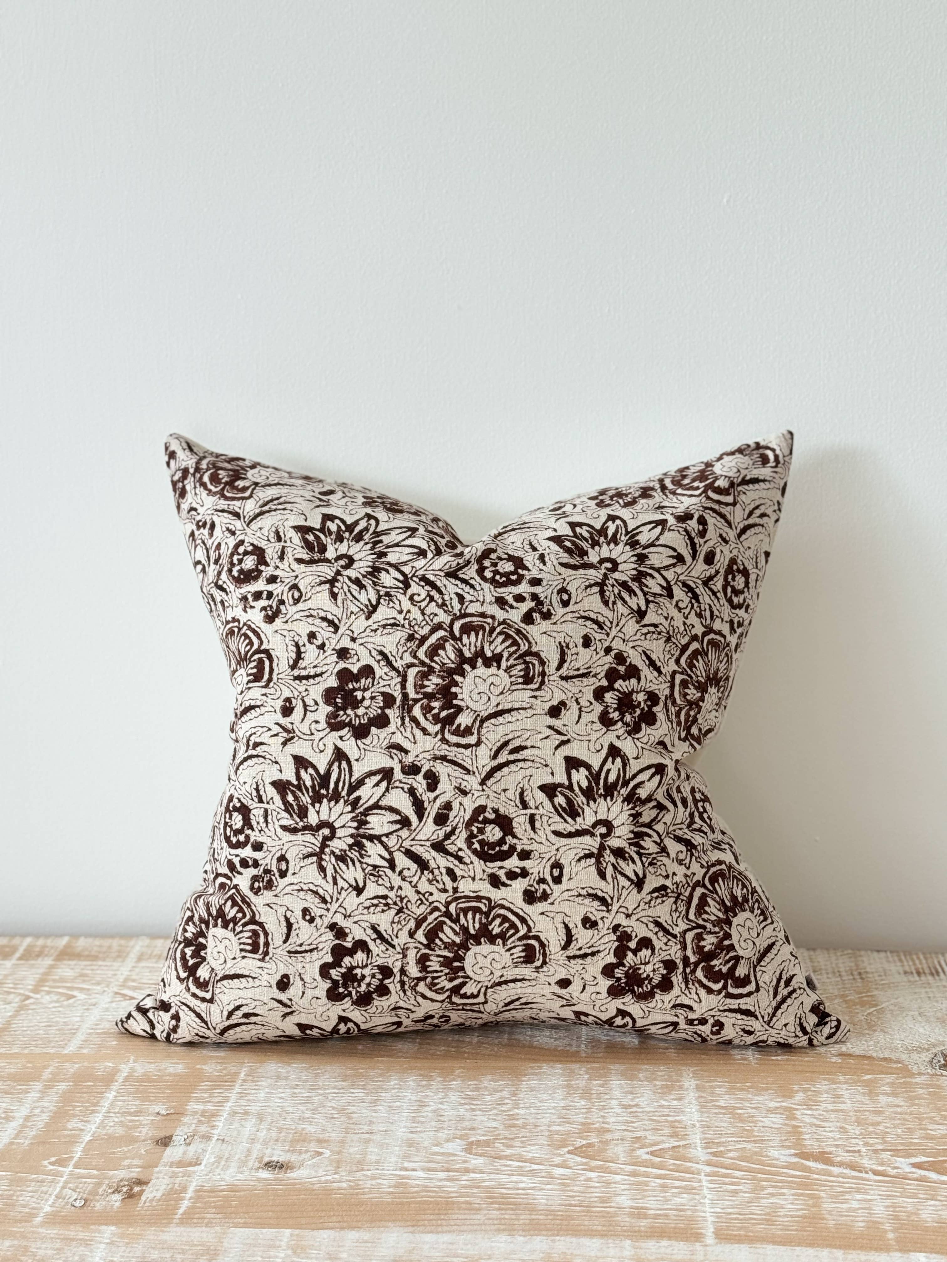 Ivy Dark Brown Print Cushion Cover 45cm × 45cm Ellenvale Trade