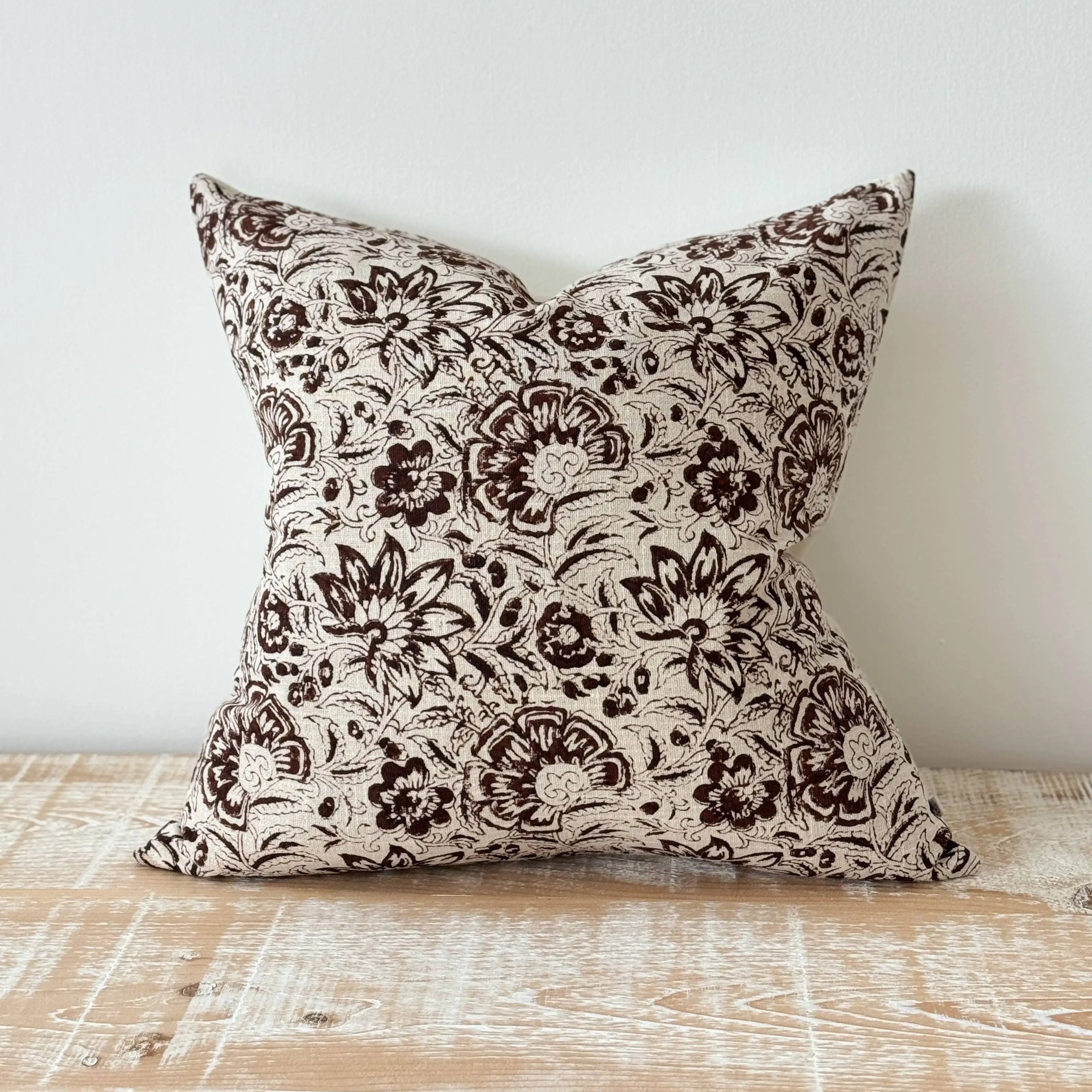 Ivy Dark Brown Print Cushion Cover 45cm × 45cm Ellenvale Trade