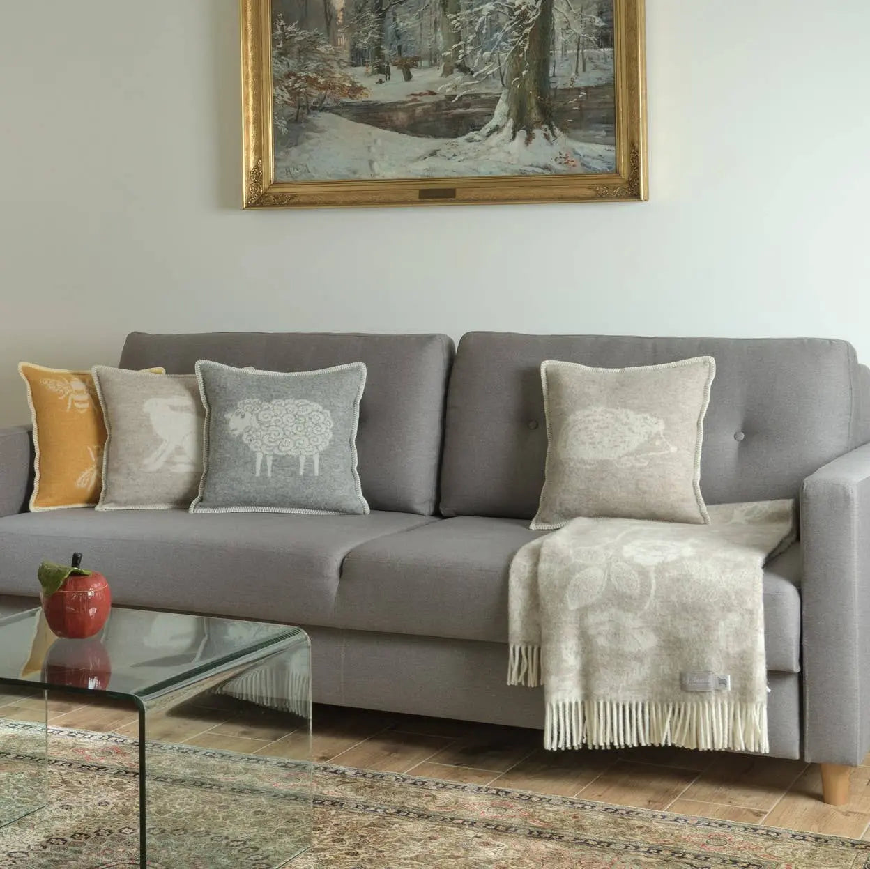Flowers Soft Brown Pure Wool Throw JJ Textile