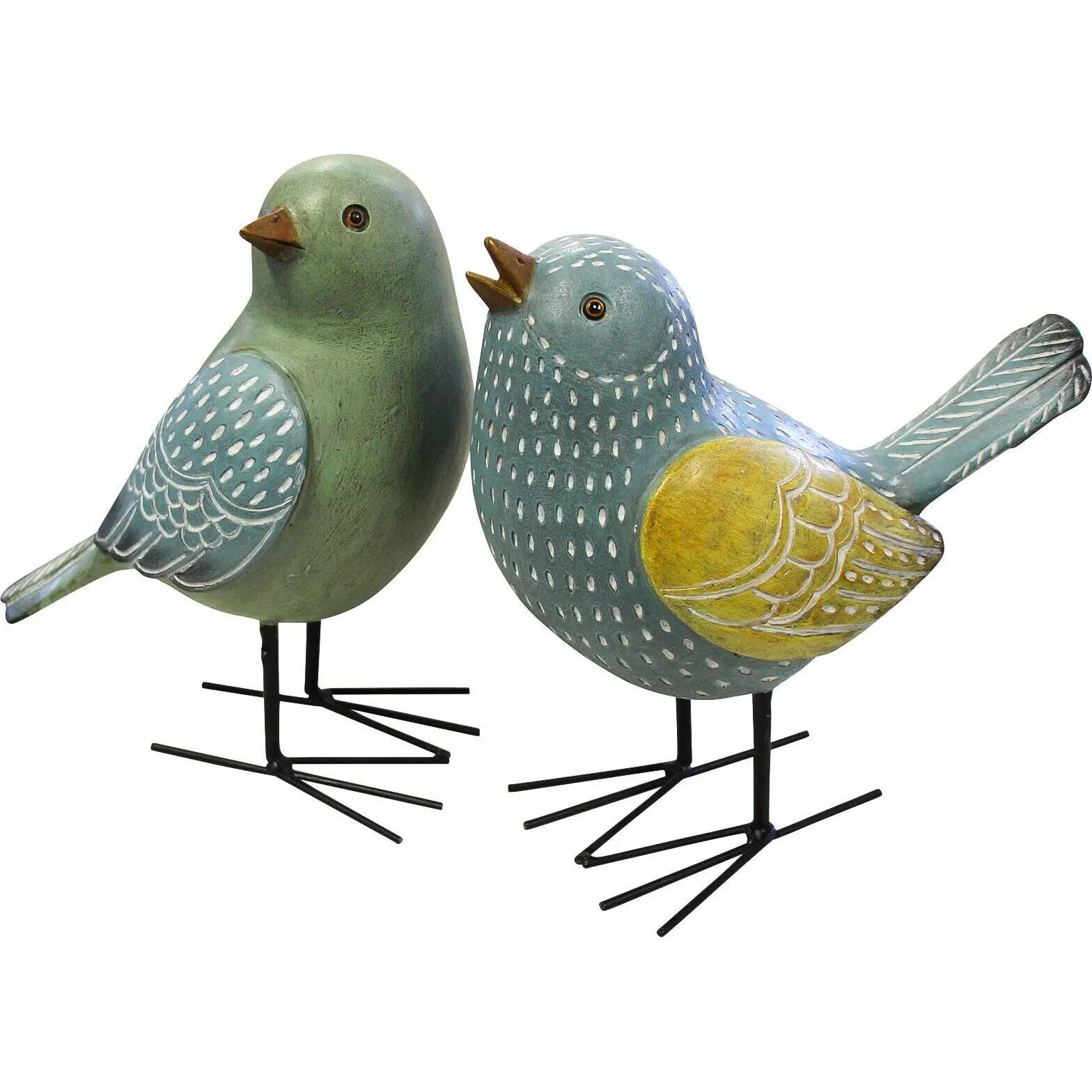 Pair of Large Size Blue Yellow Birds Barrington Country Homewares