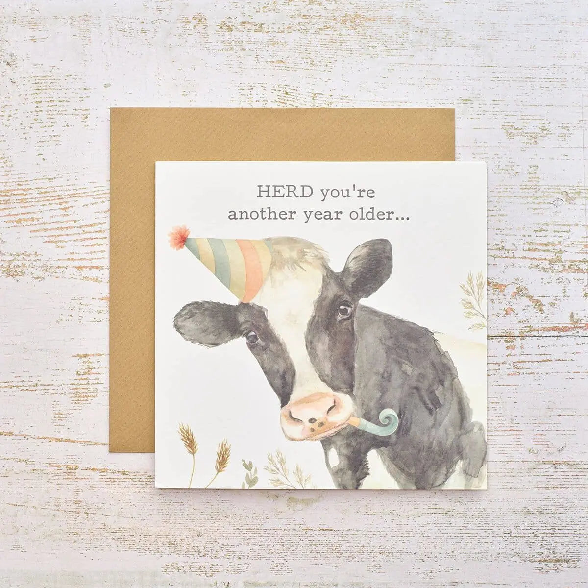 “Herd You’re Another Year Older” – Friesian Cow Birthday Card