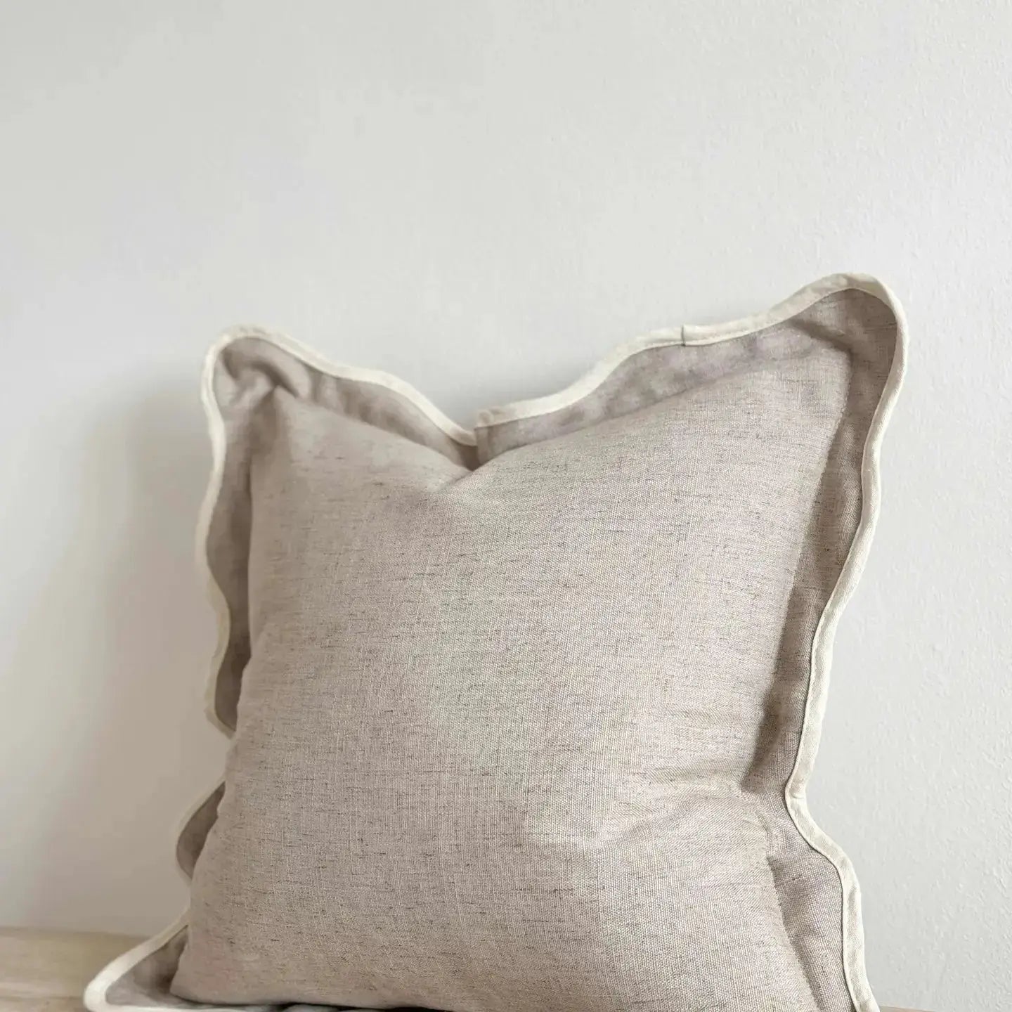 Chloe Greige Scalloped Edge Cushion Cover 65x65 Ellenvale Trade