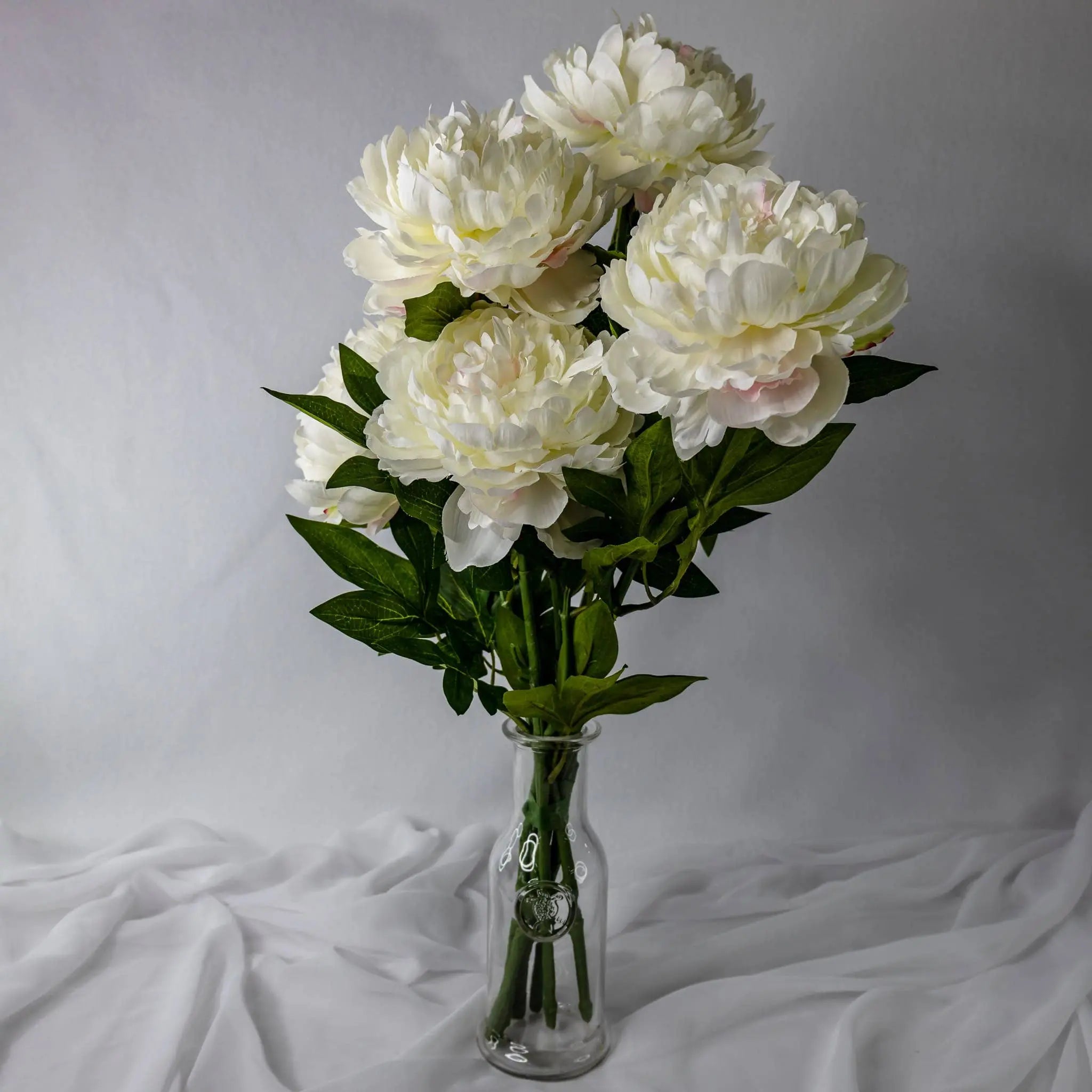 White Peony Bloom Large - Realistic Artificial Flowers: Single Stem Realistic Artificial Flowers