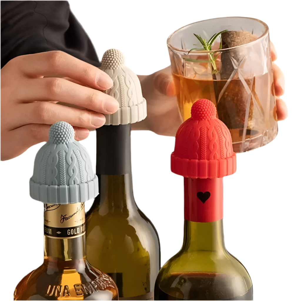 Silicone Beanie Design Wine Stoppers: Grey Homerely