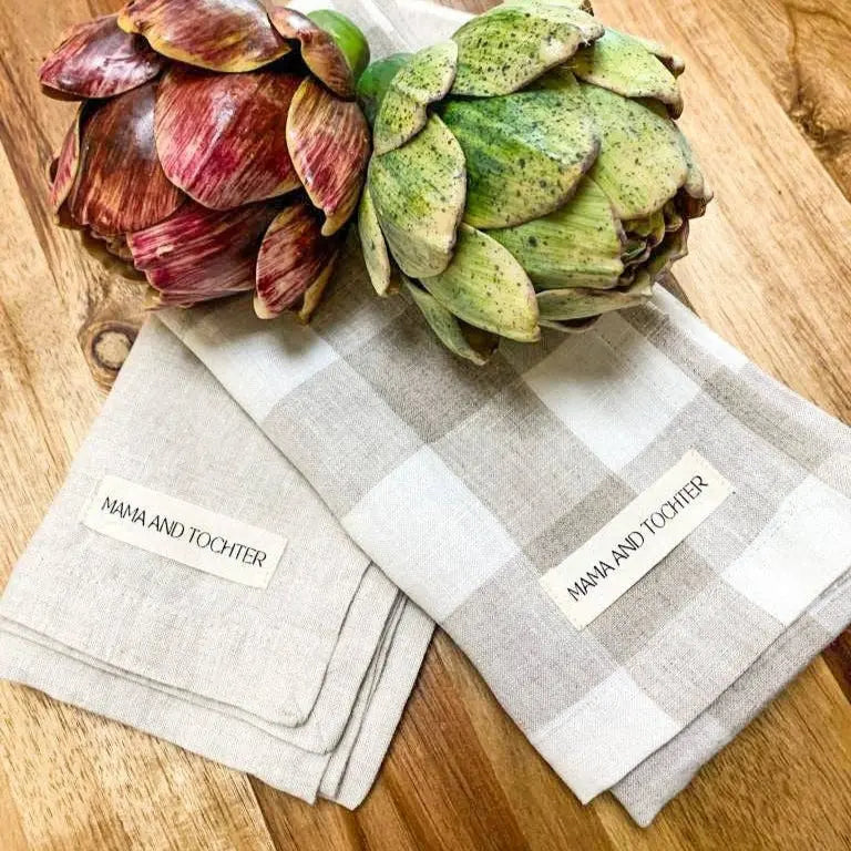 Natural Gingham - Pure French Linen Tea Towel - Barrington Country Homewares