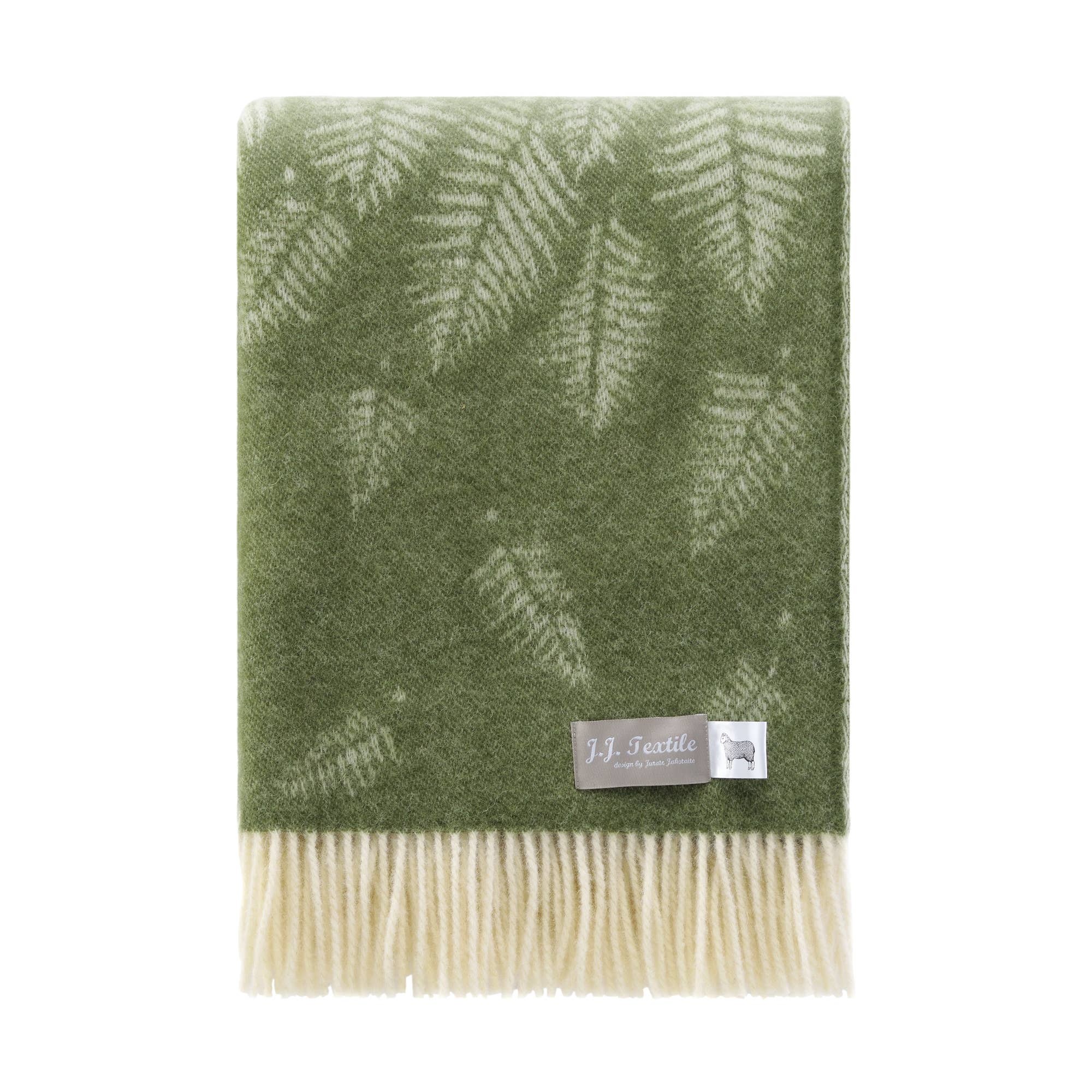 Loose Fern Green Pure Wool Throw JJ Textile