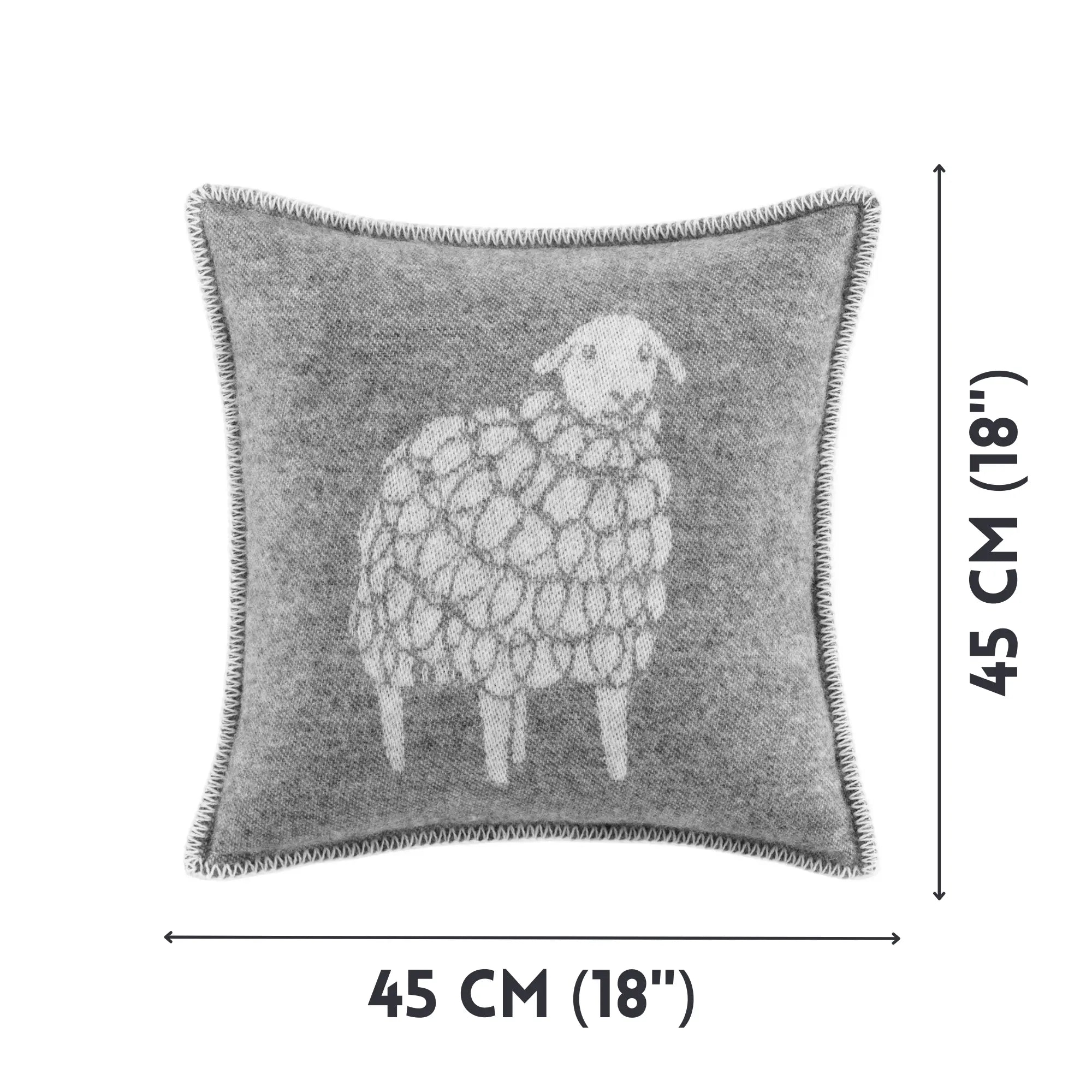 Sheep Mima Soft Grey Pure Wool Cushion Cover JJ Textile