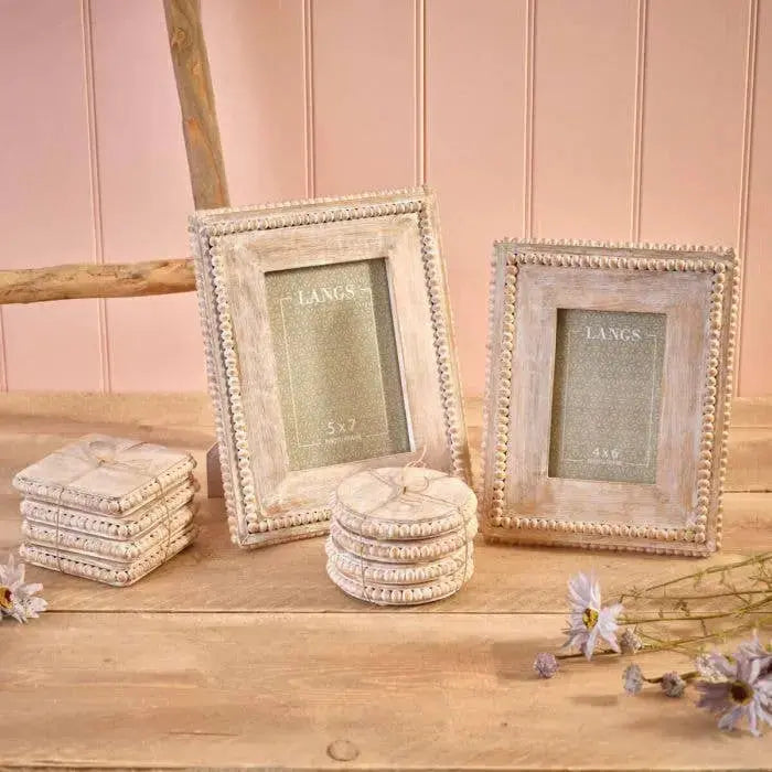 Rustic Mango Wood Beaded Small Photo Frame – 4×6 Langs