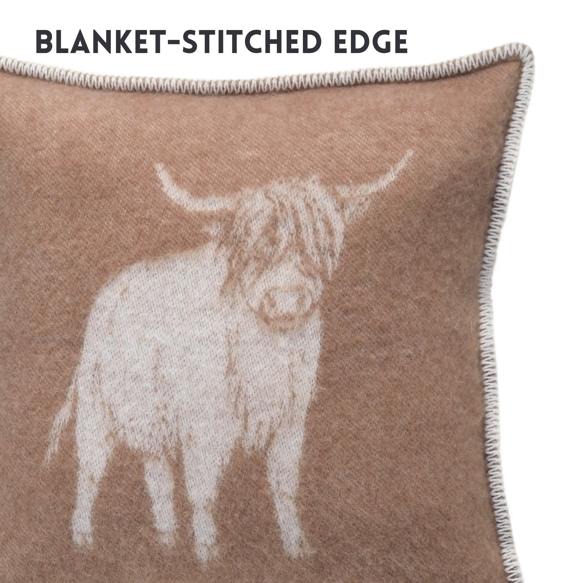 Highland Cow Brown Pure Wool Cushion Cover JJ Textile