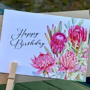 Australian Waratah Collection – Happy Birthday Card (A6)