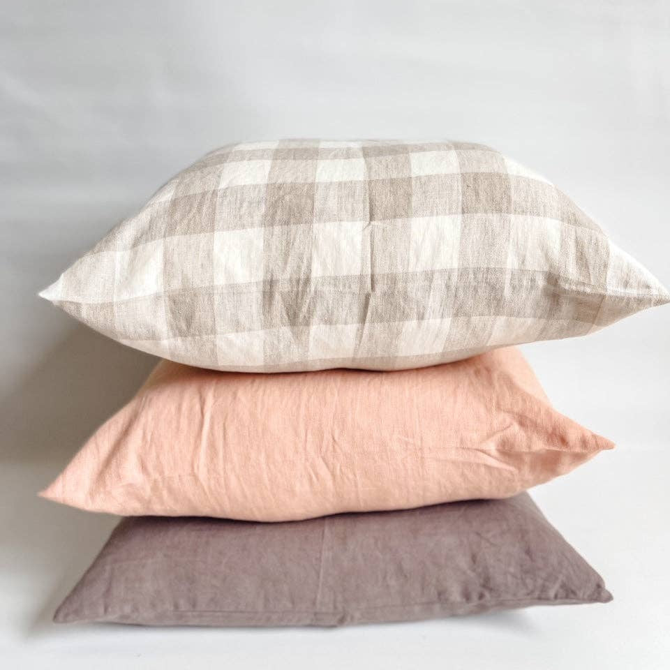Linen Cushion - Natural Gingham Mama and Tochter
