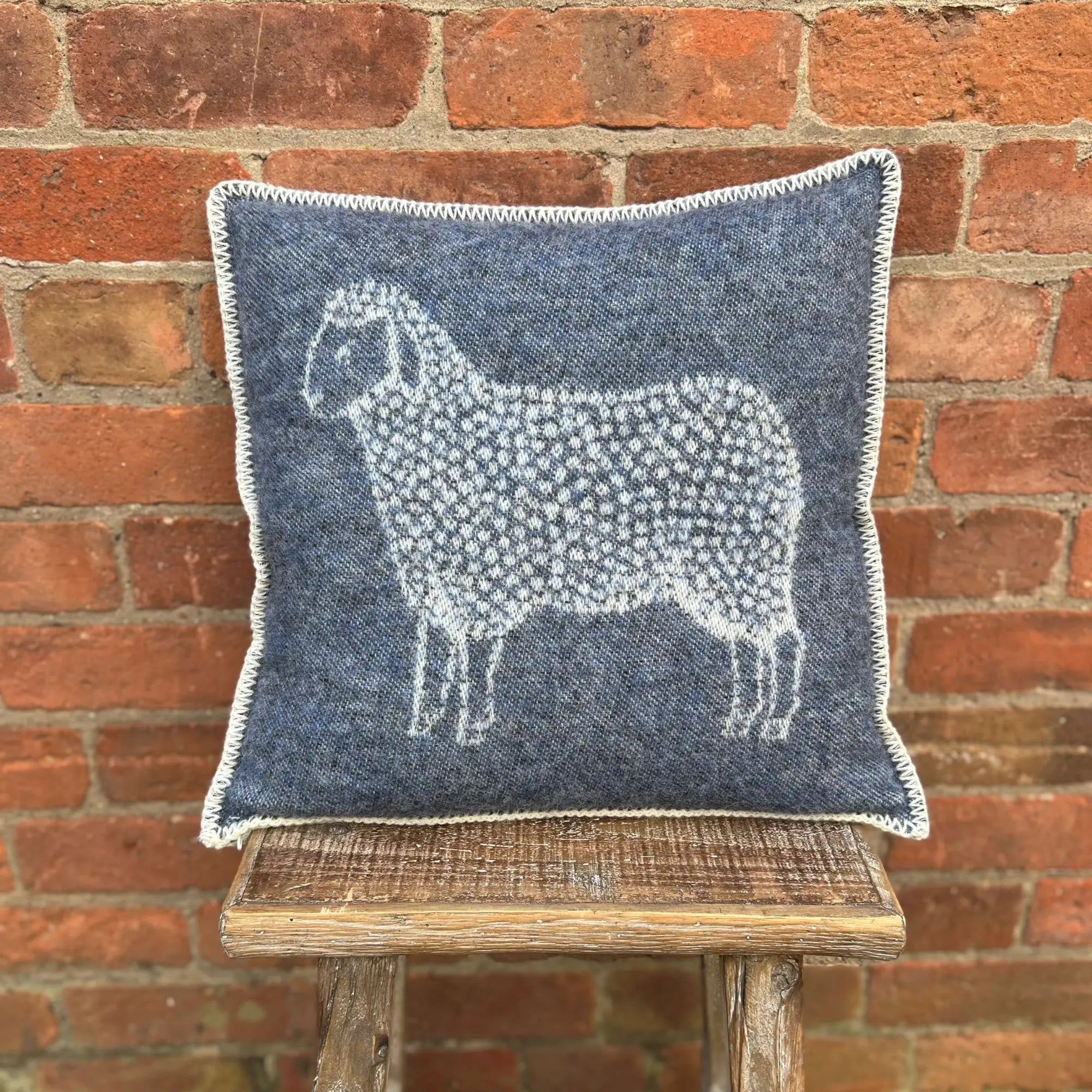 Sheep Blue Wool Cushion Cover JJ Textile