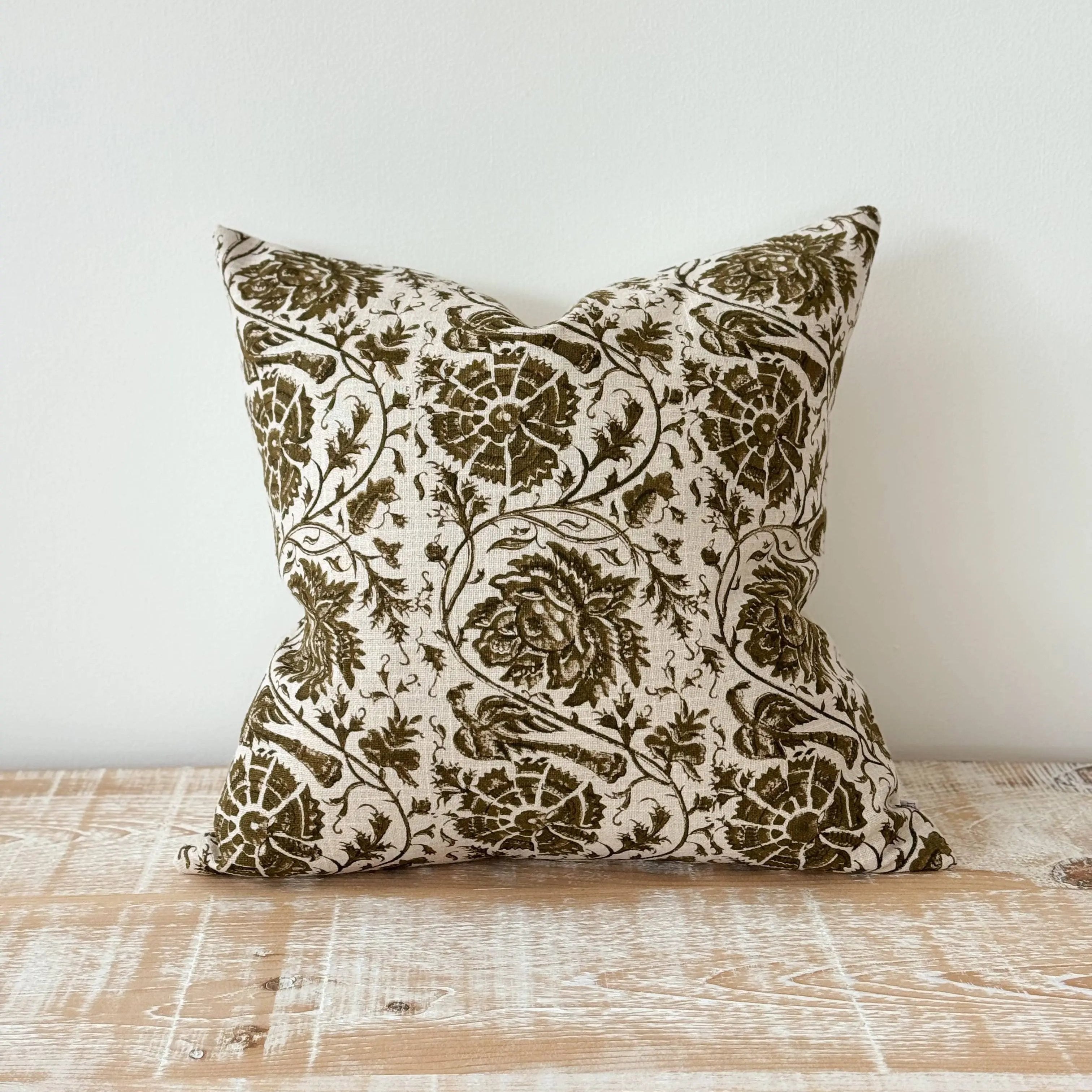 Ivy Olive Floral Print Cushion Cover 45cm × 45cm Ellenvale Trade