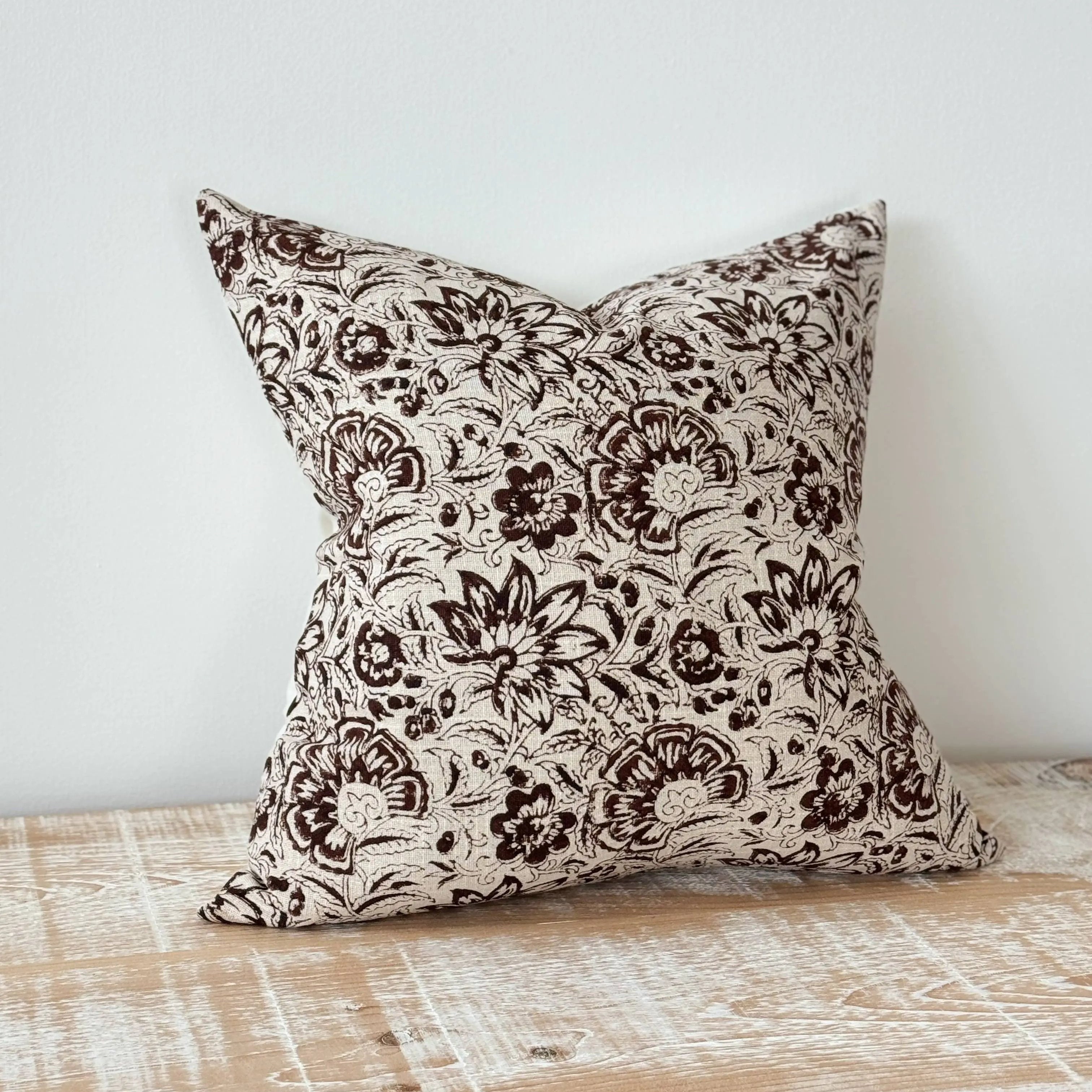 Ivy Dark Brown Print Cushion Cover 45cm × 45cm Ellenvale Trade