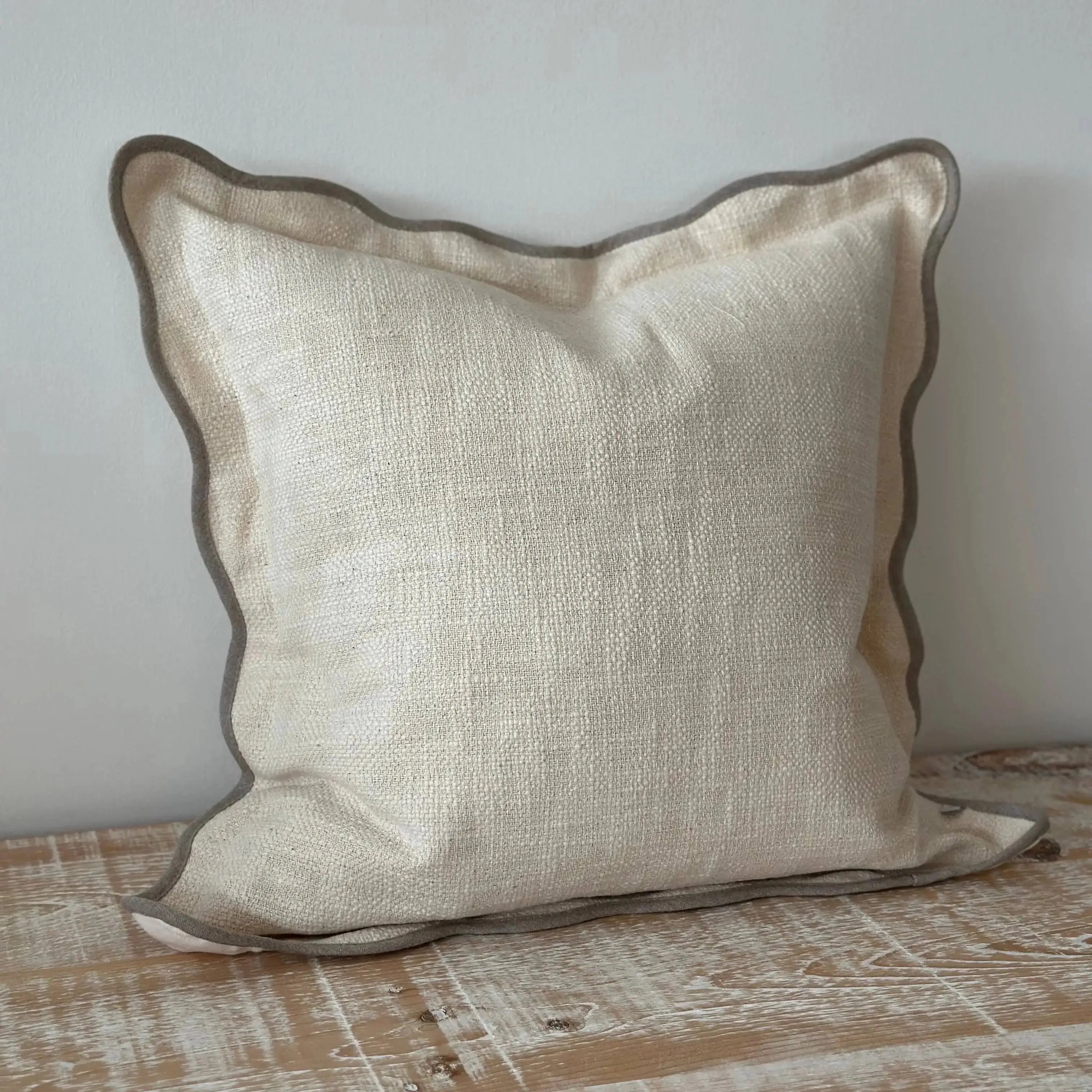 Chloe Cream & Greige Scalloped Cushion Cover - 53 x 53cm Ellenvale Trade