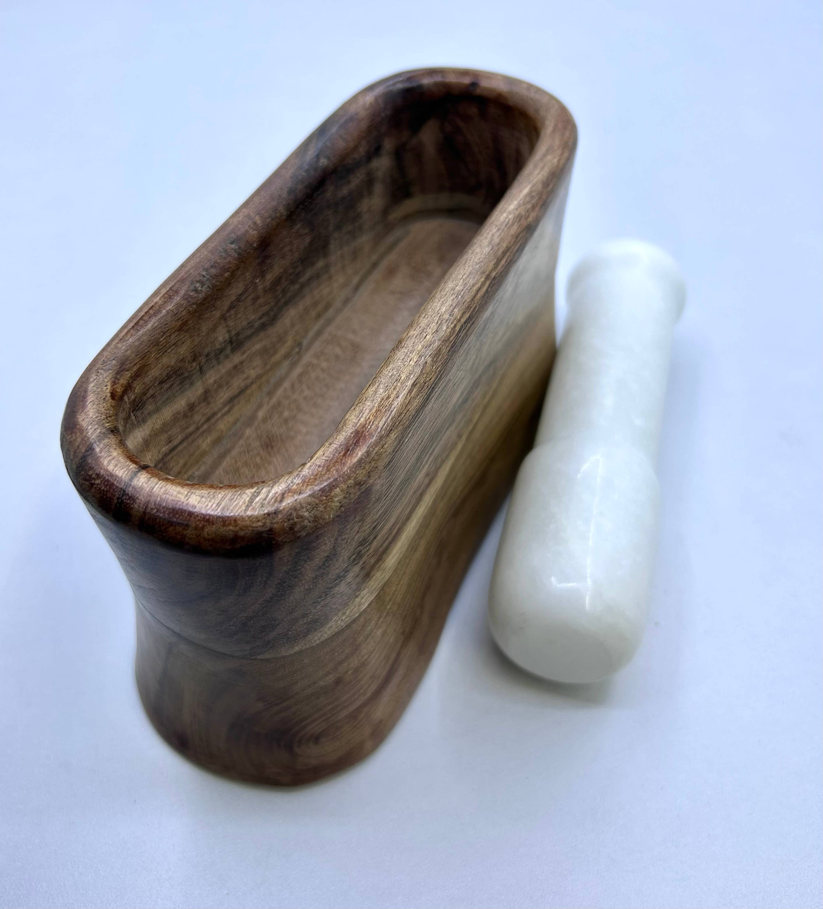 Gift Set – White Marble Mortar & Acacia Wooden Pestle Rich Home Linens