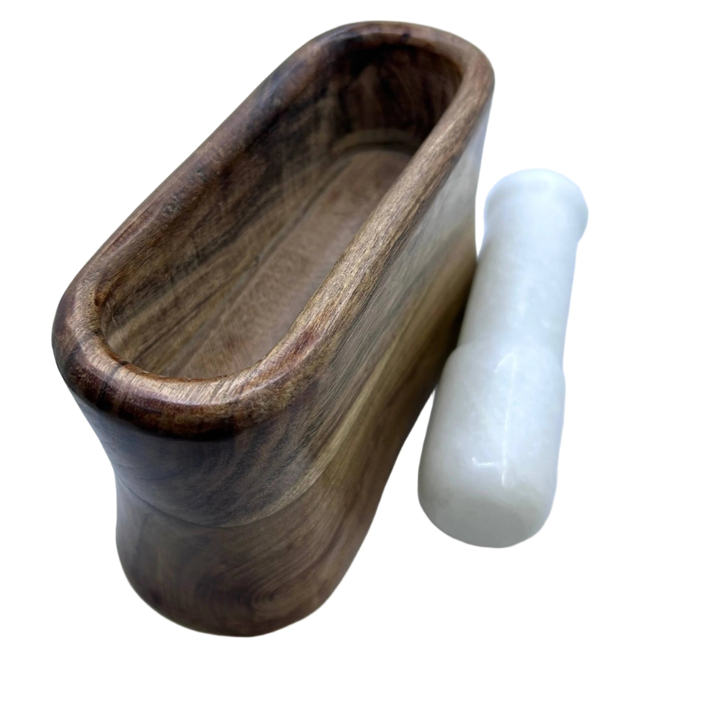 Gift Set – White Marble Mortar & Acacia Wooden Pestle Rich Home Linens
