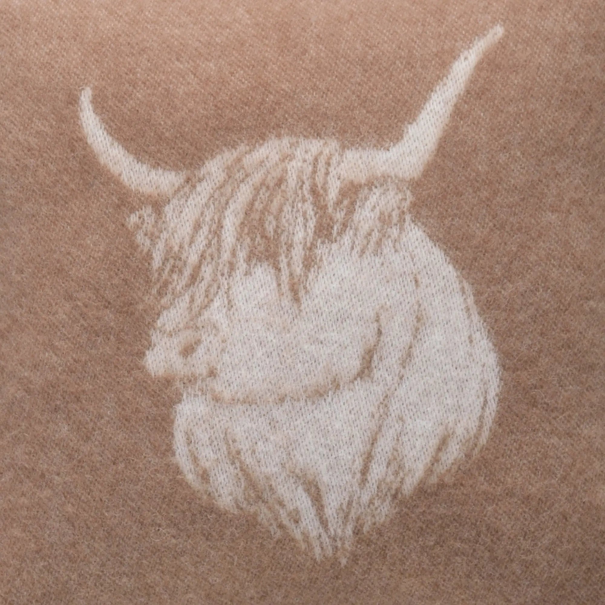 Highland Cow Brown Pure Wool Cushion Cover JJ Textile