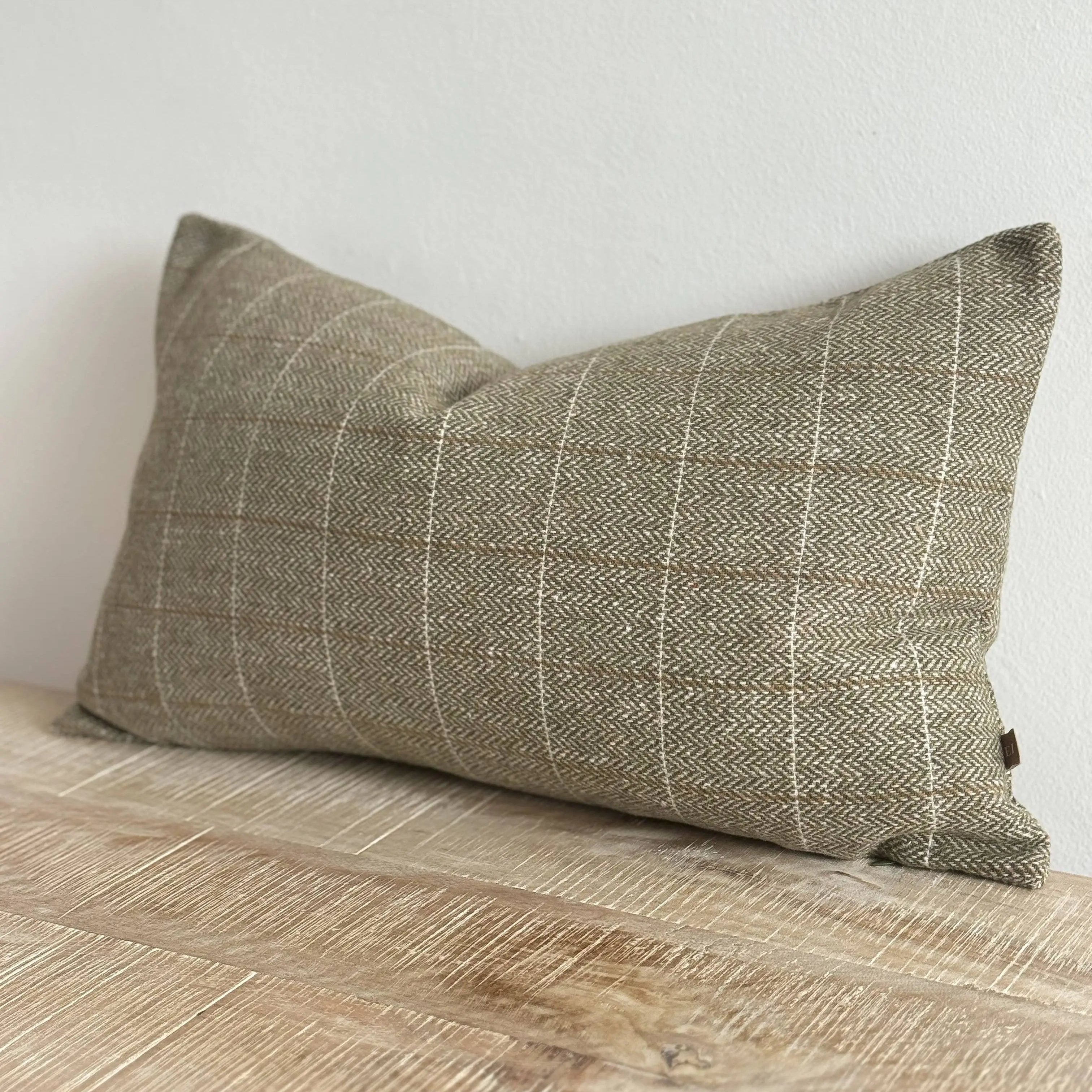 Betty Wool Blend Cushion Cover – Olive Check 50cm x 30cm Ellenvale Trade