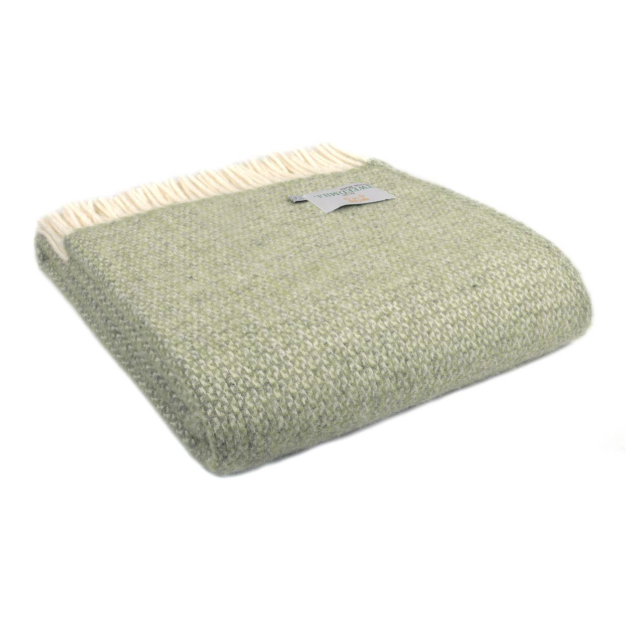 Illusion Pure New Wool Blanket – Green & Grey (150 × 183 cm)