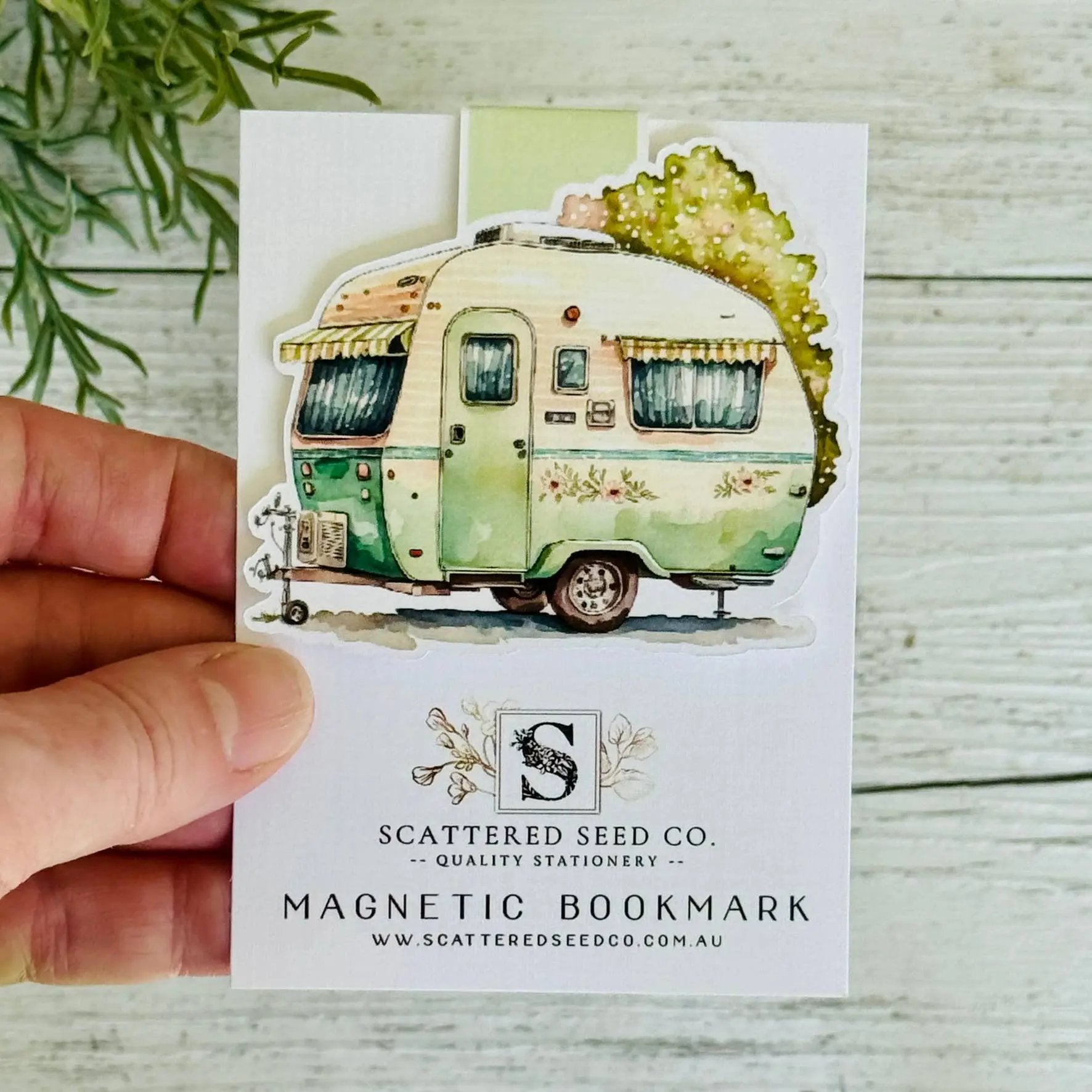 Floral Vintage Caravan Magnetic Bookmark Scattered Seed Co