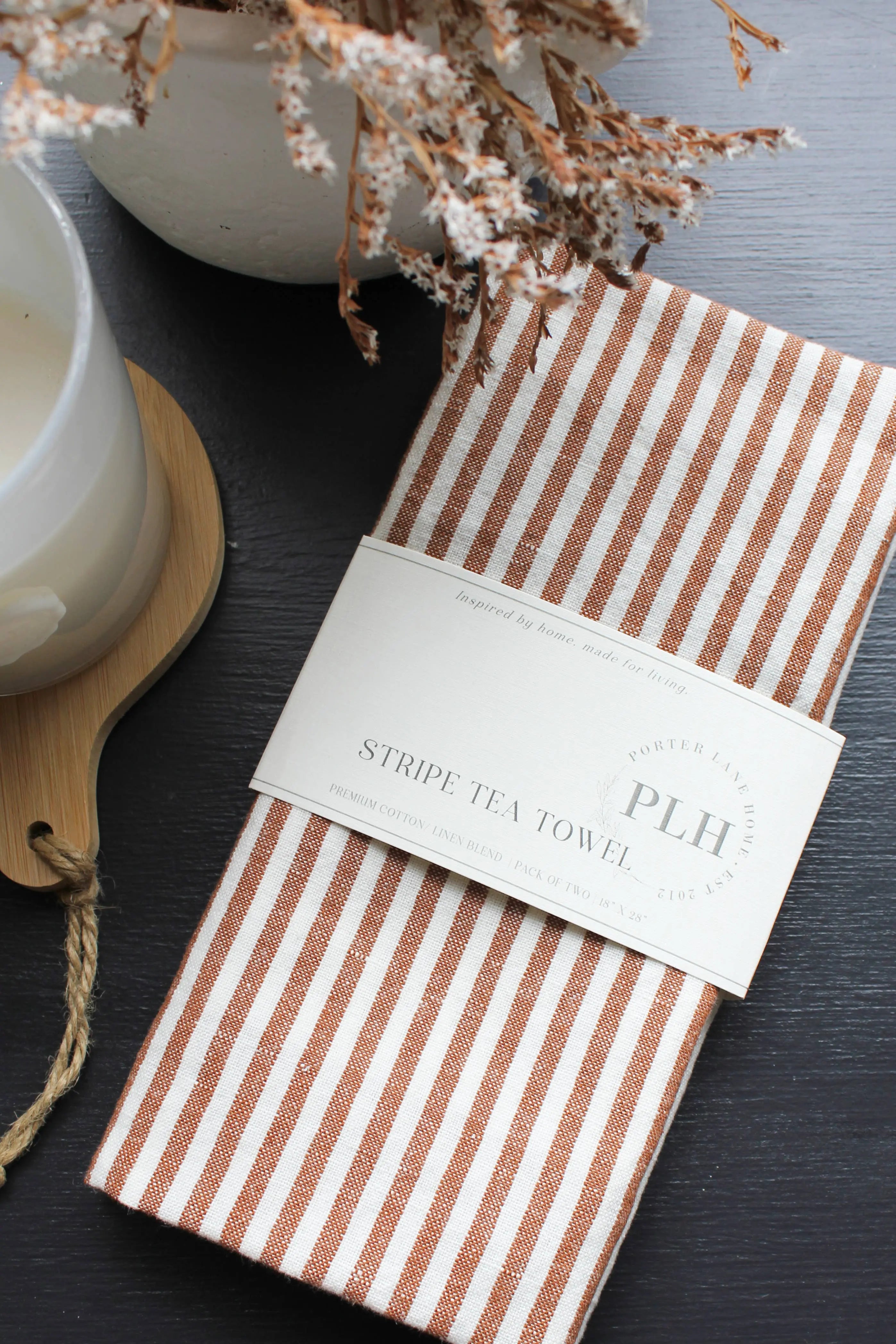 Stripe Tea Towel Set – Rust (2 Pack) Porter Lane Home