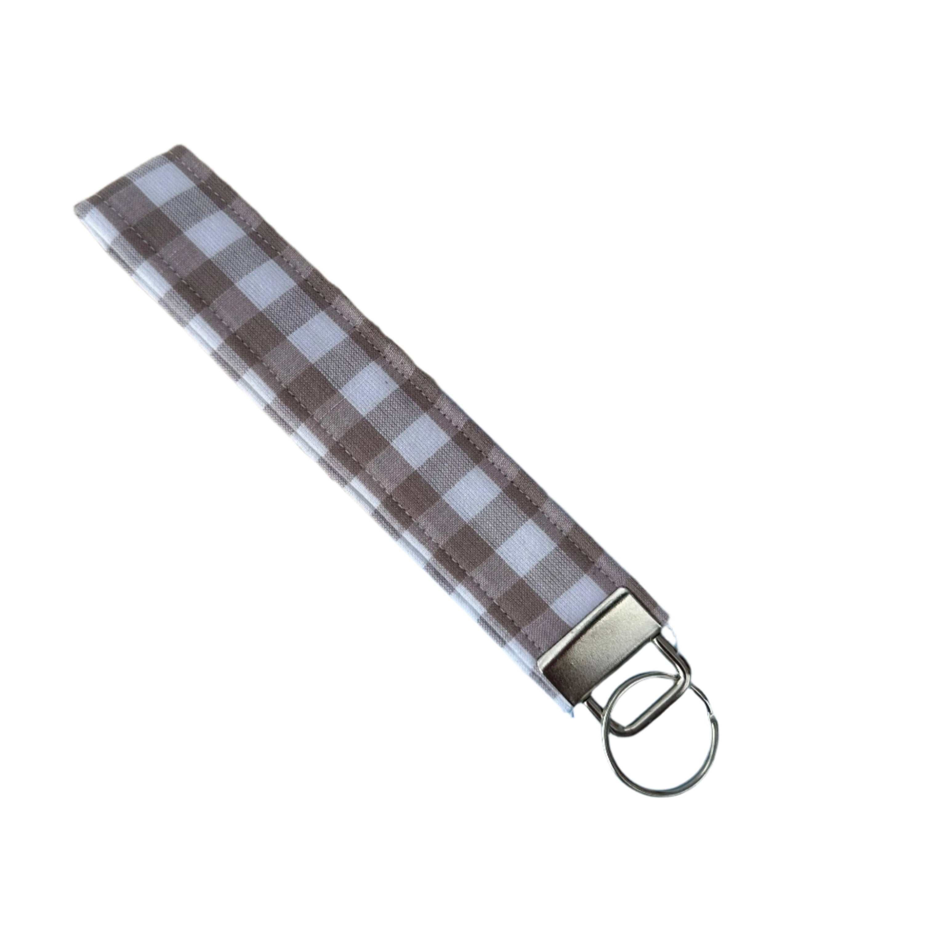Keychain Wristlet - Gingham in Latte Brown Handmade Jems