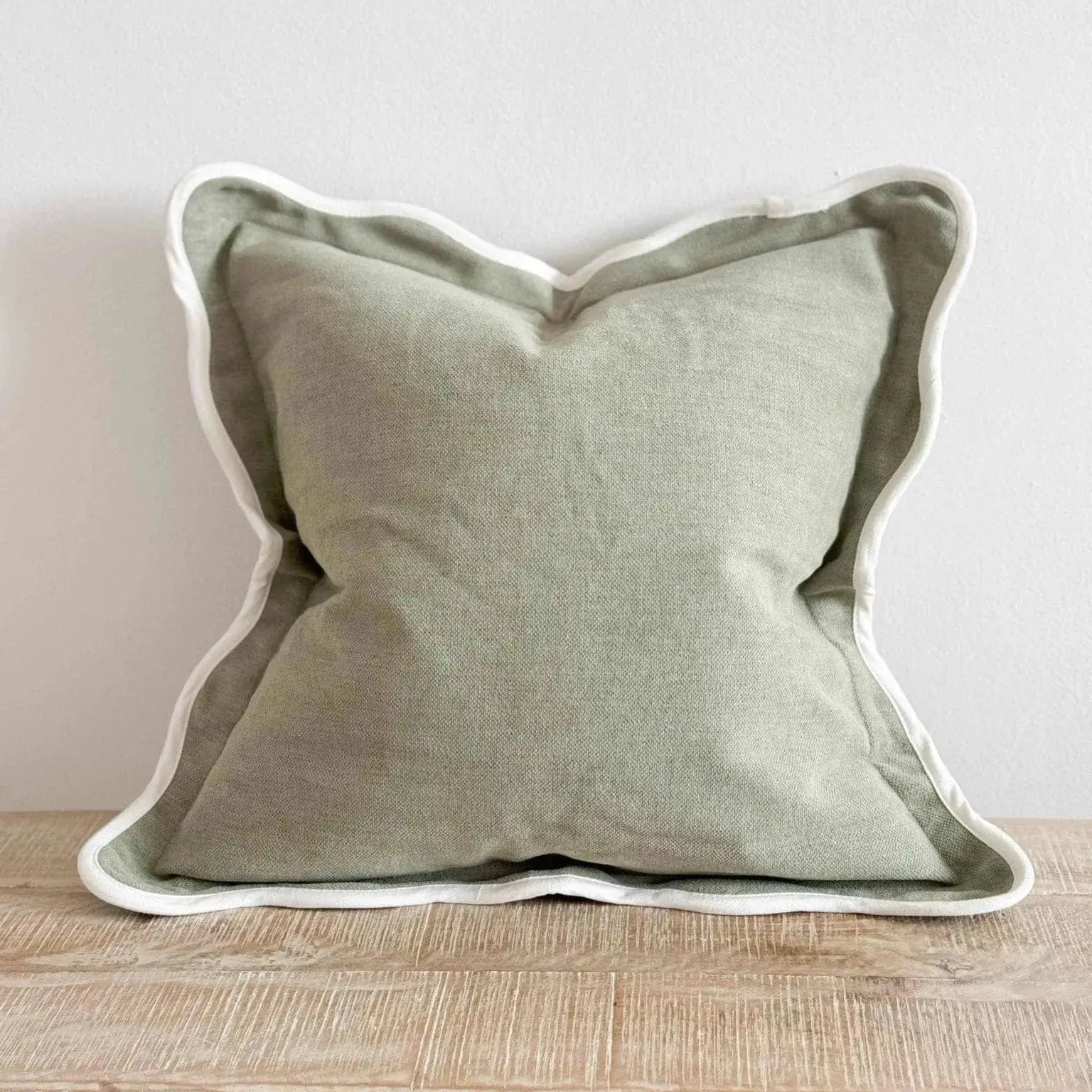 Chloe Sage Scalloped Edge Cushion 65x65 Ellenvale Trade