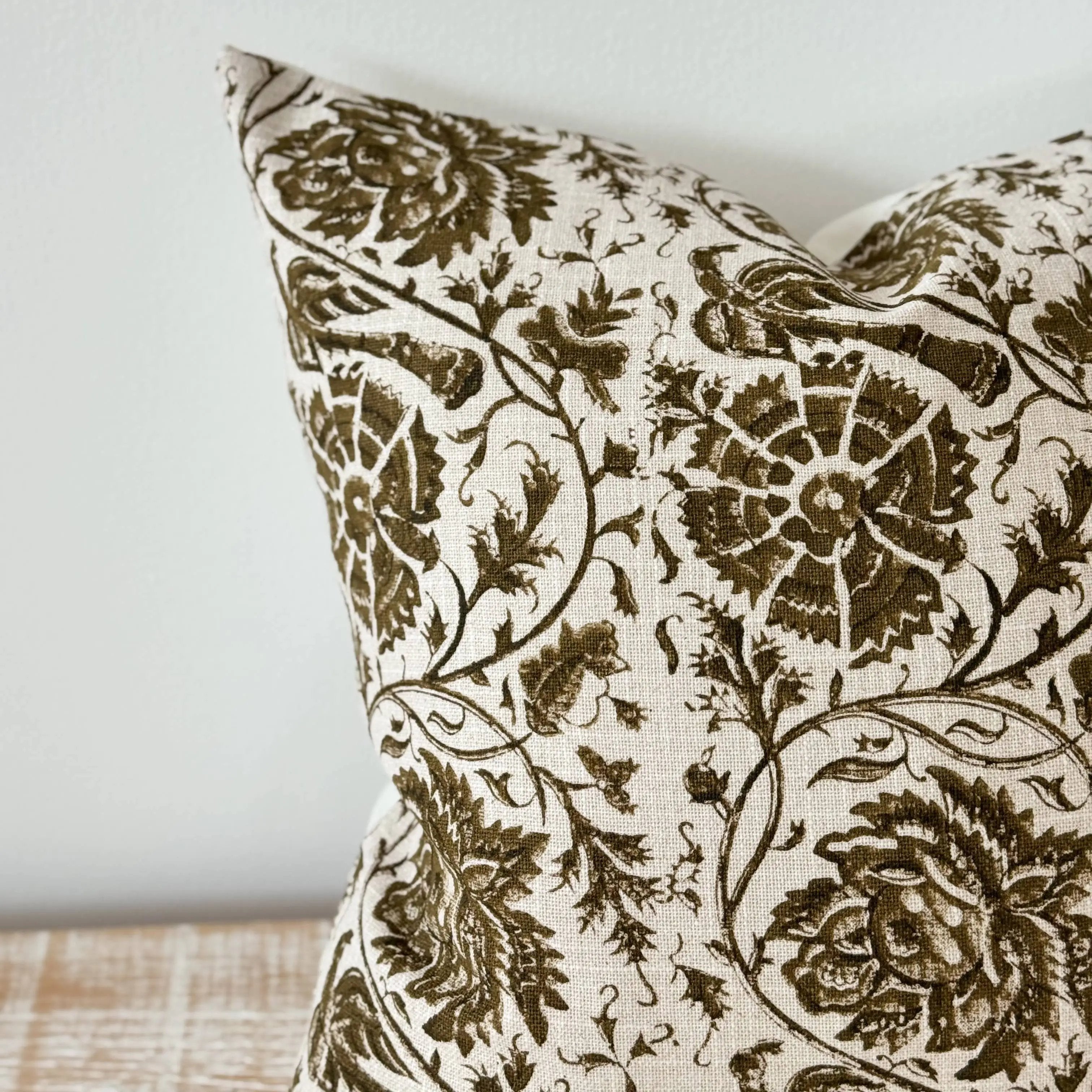 Ivy Olive Floral Print Cushion Cover 45cm × 45cm Ellenvale Trade