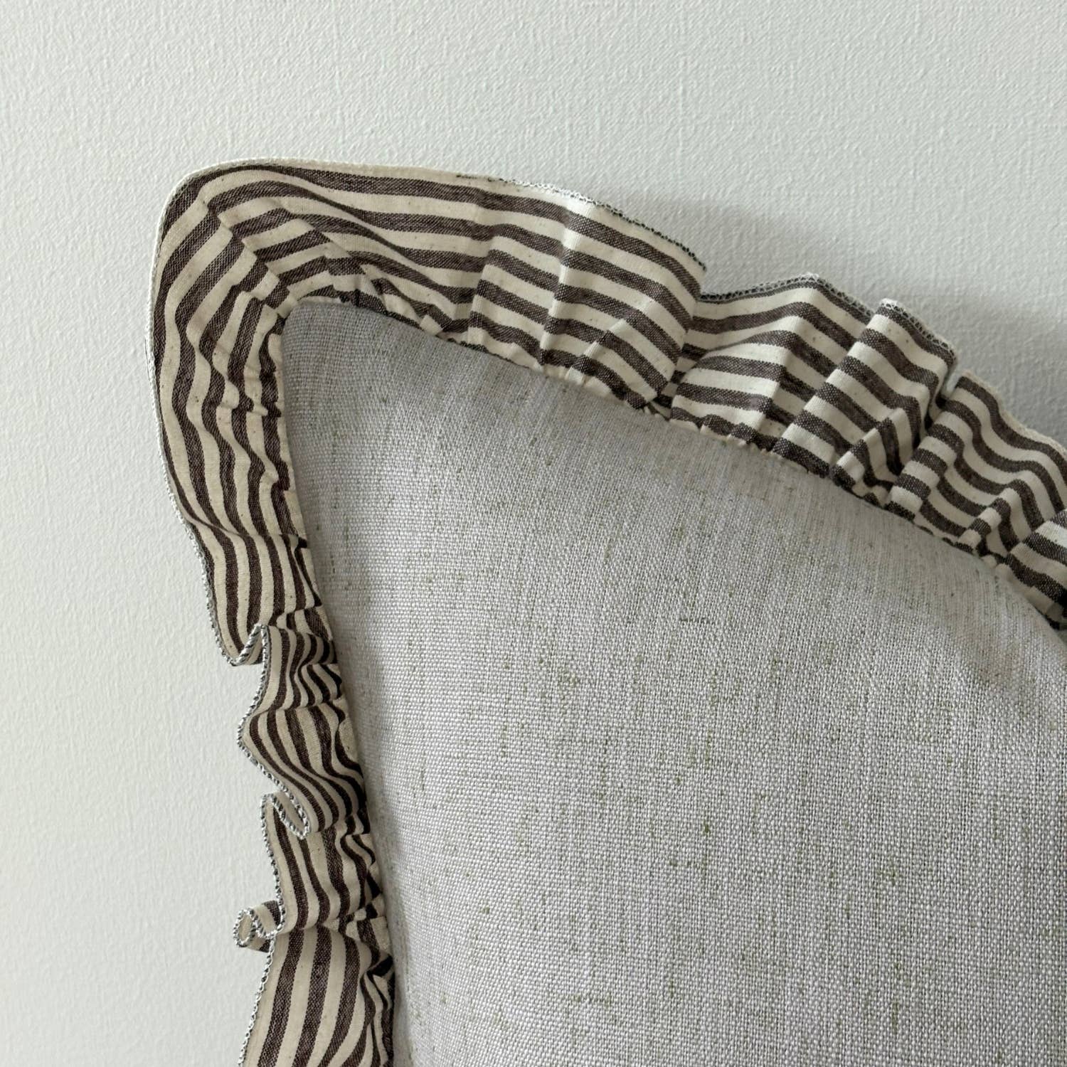 Bella Dark Brown Stripe Ruffle Cushion Cover – 45 × 45 cm